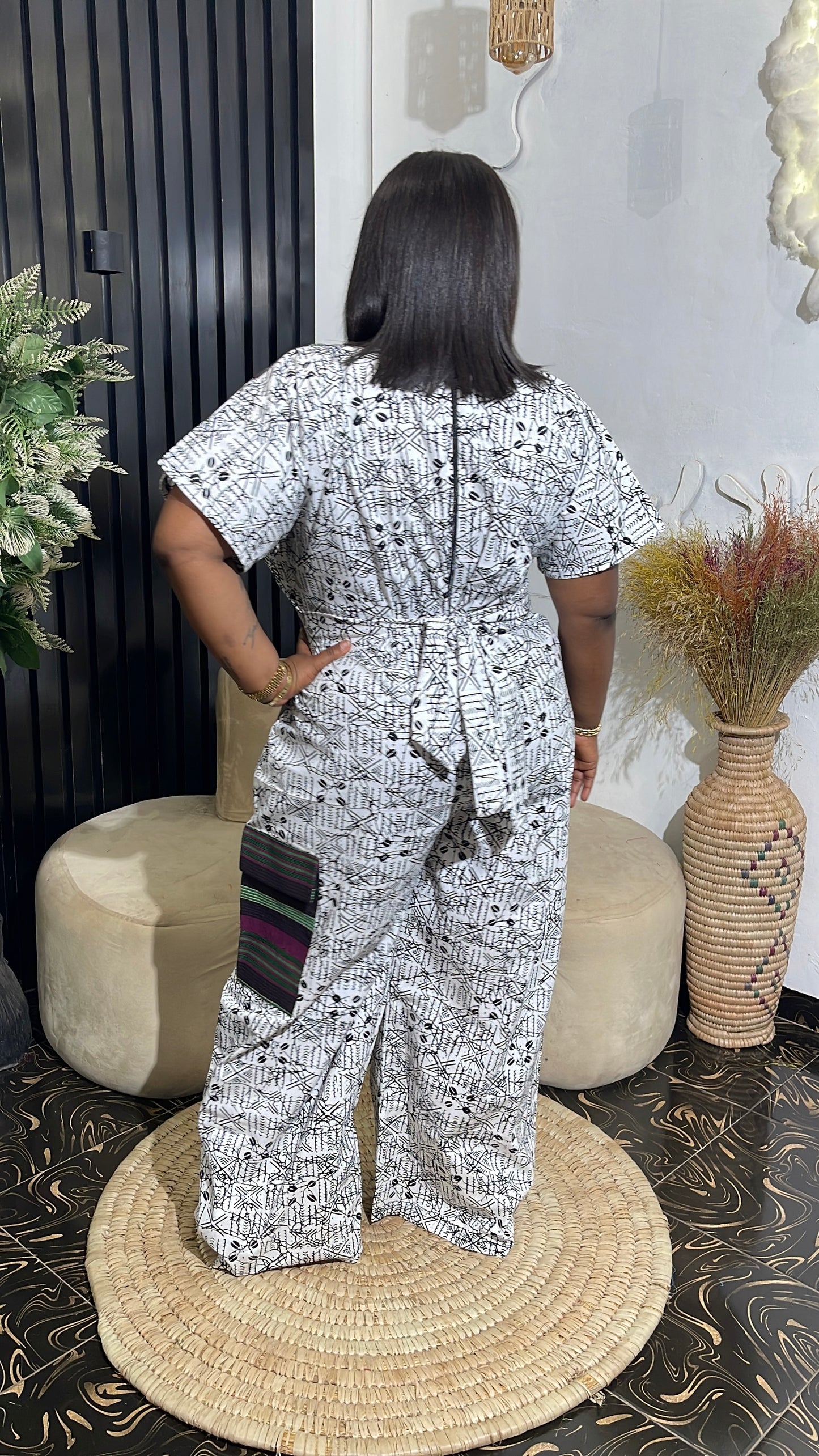 Bola Quality Ankara with aso oke jumpsuit with belt