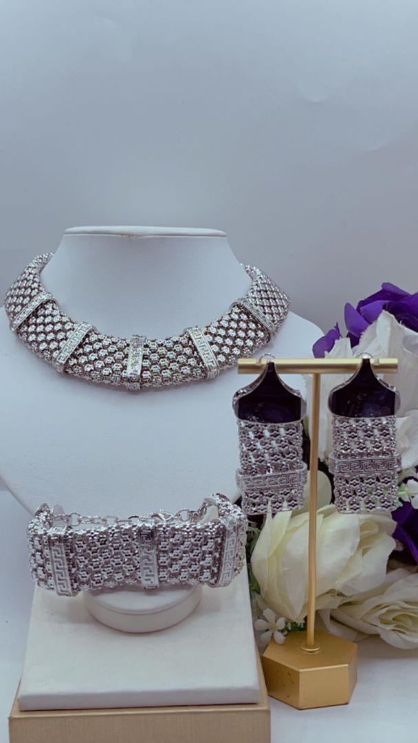 Silver with coral jewelry sets (necklace, earring, bracelet and ring)