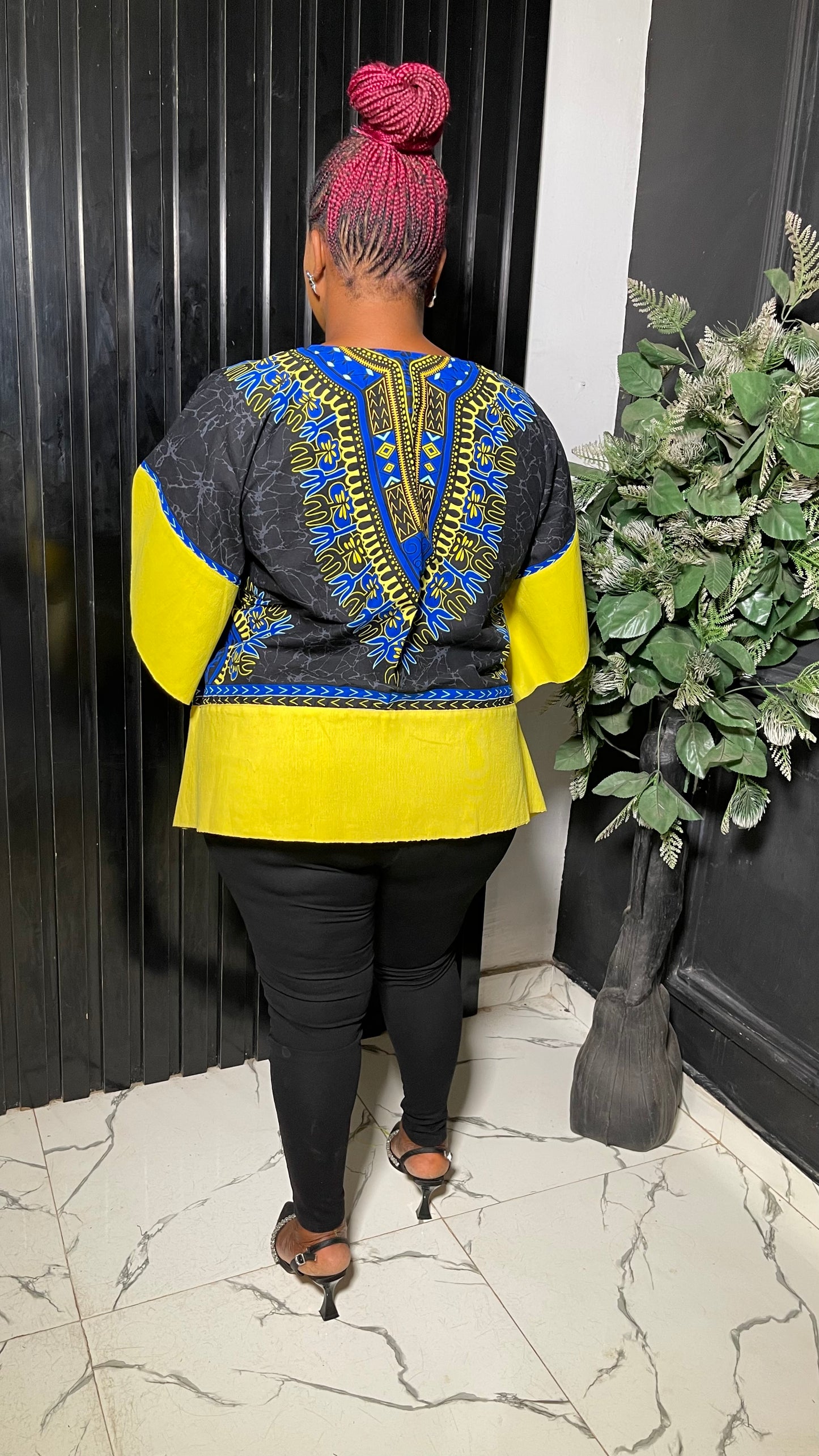 Danshiki tie-dye and aso oke free size blouse