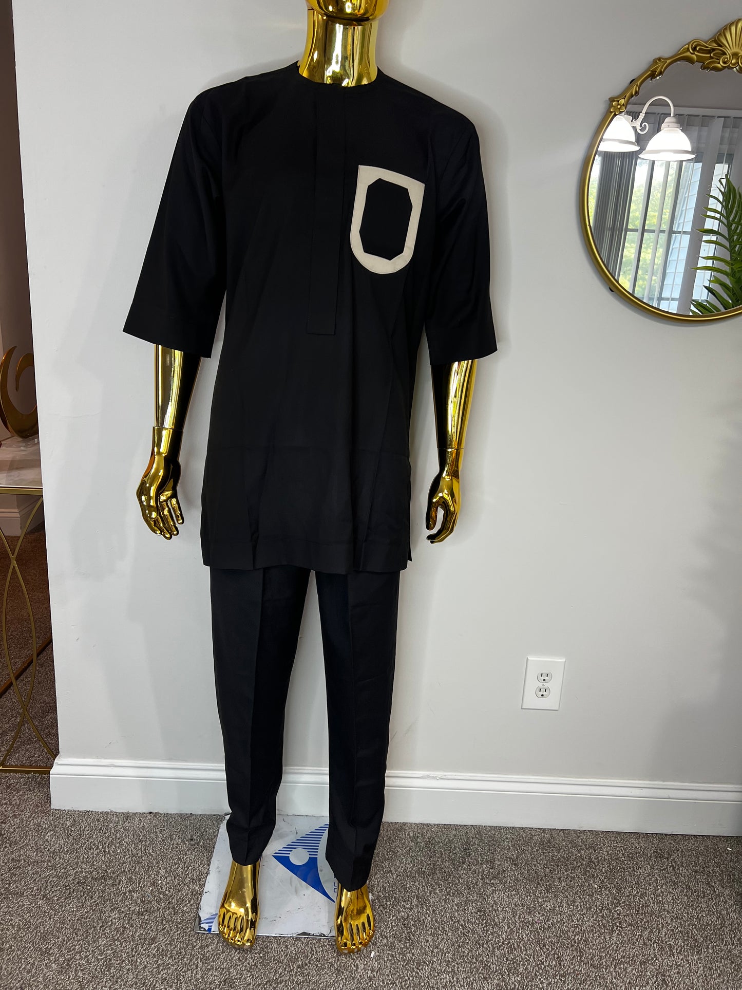 Collins African men 2pc (pant with shirt) outfit in black