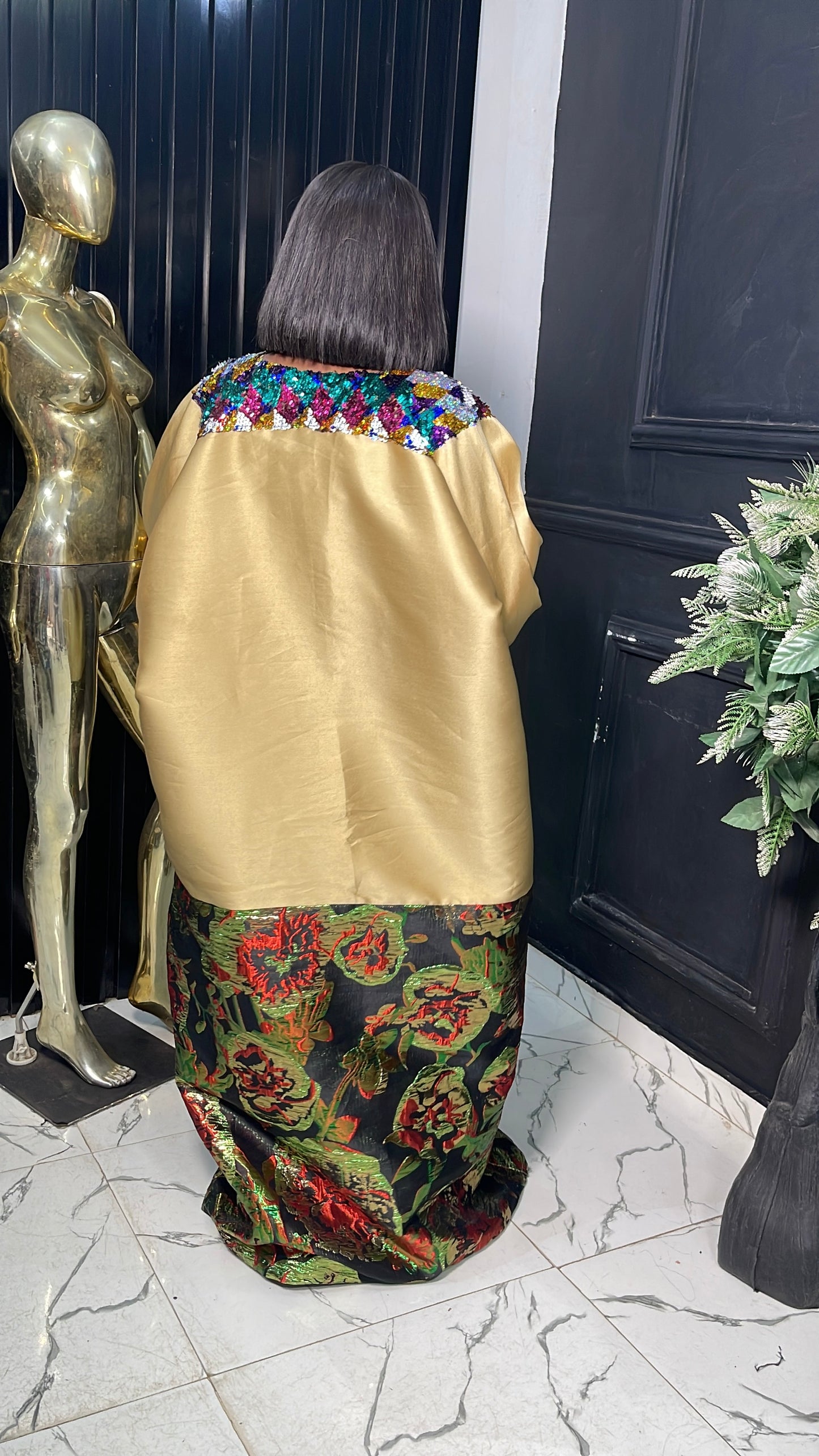 Emilia Micado with Damask and sequins bubu dress