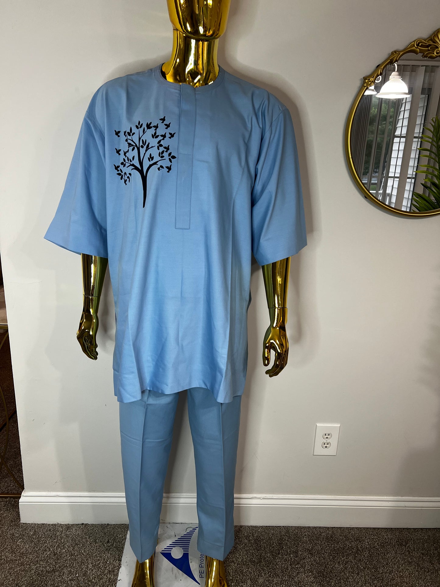 Harry African men 2pc (pant with shirt) outfit in light blue