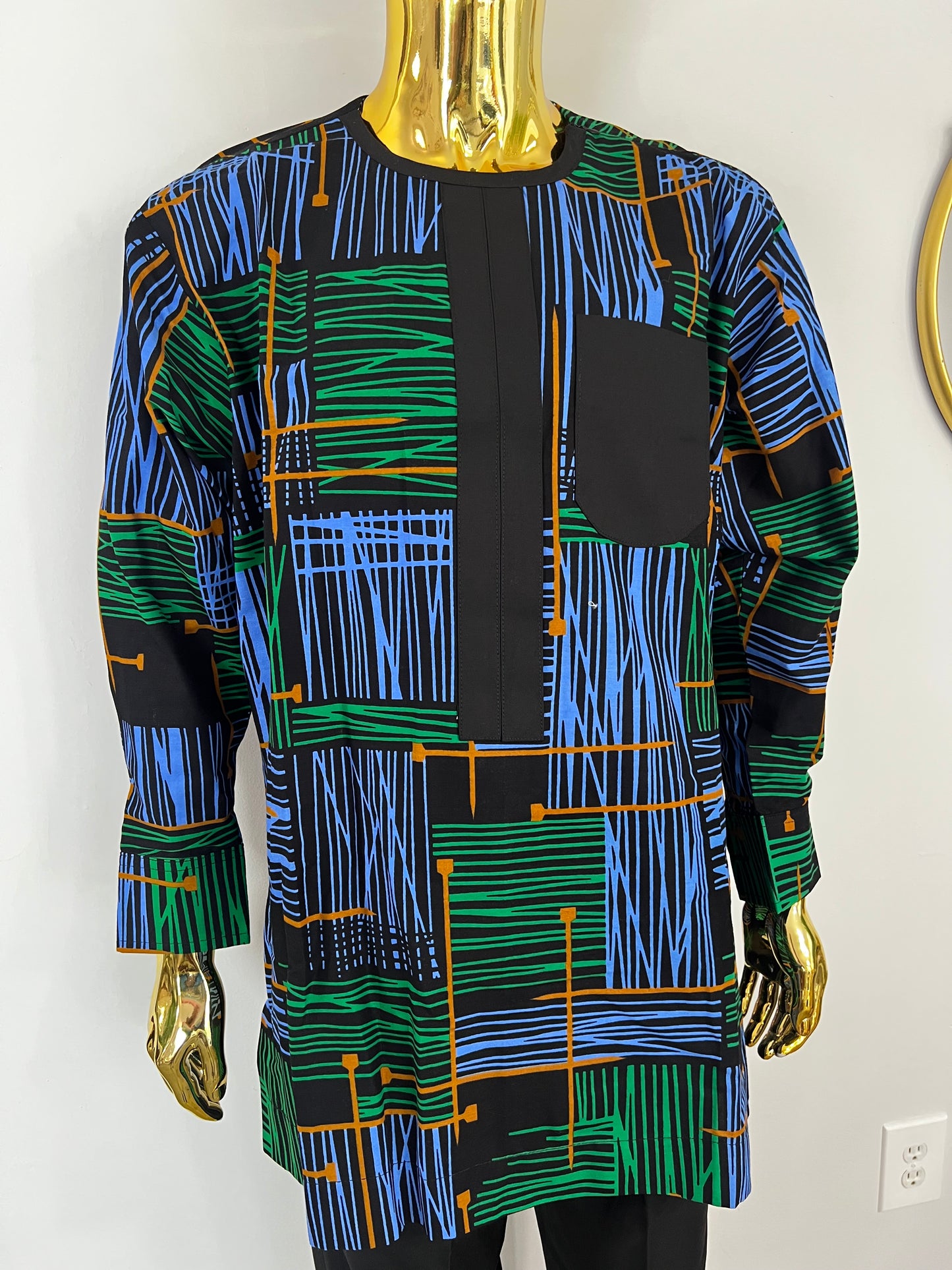 Kola Ankara African men’s shirt in long sleeve