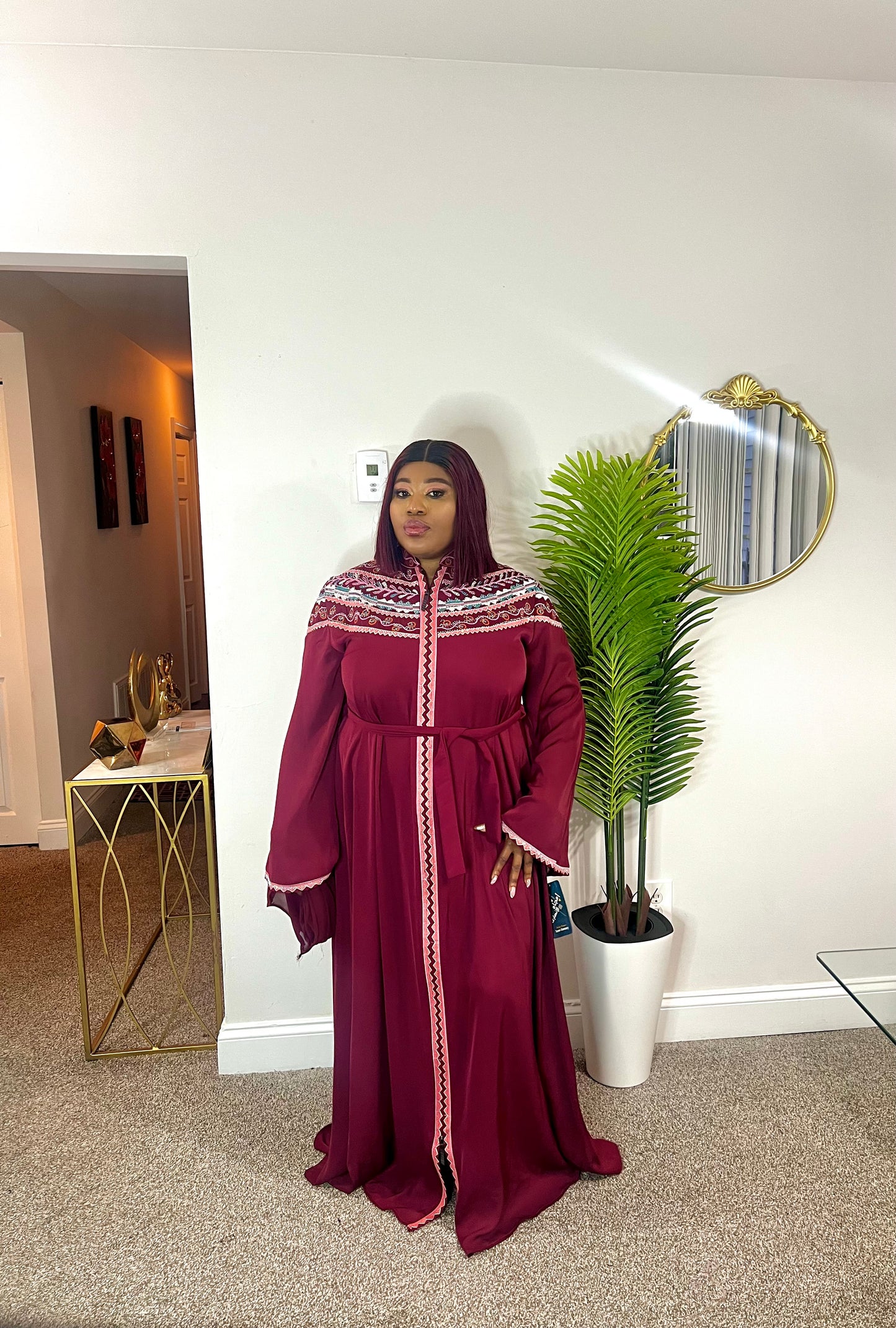 Khadijat Luxury stoned Abaya for Women’s Long Sleeve Muslim Dress – Modest Loose Fit Abaya for Eid & Daily wear
