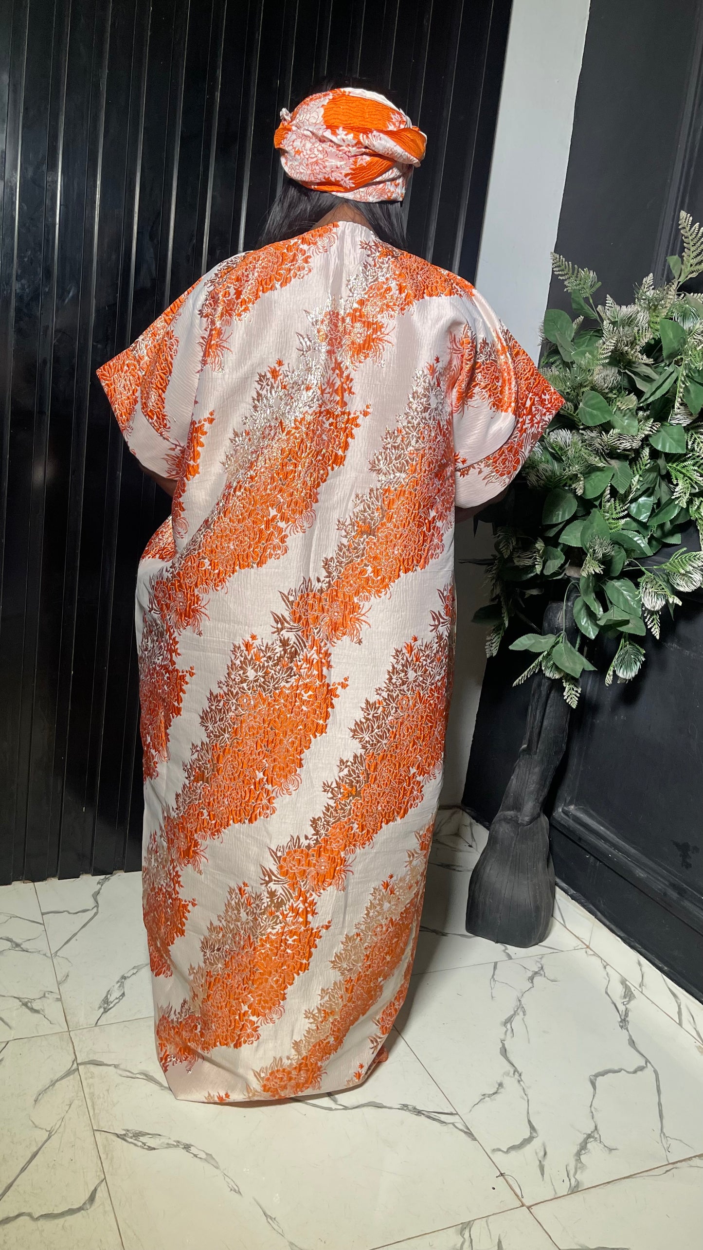Damask bubu dress in orange
