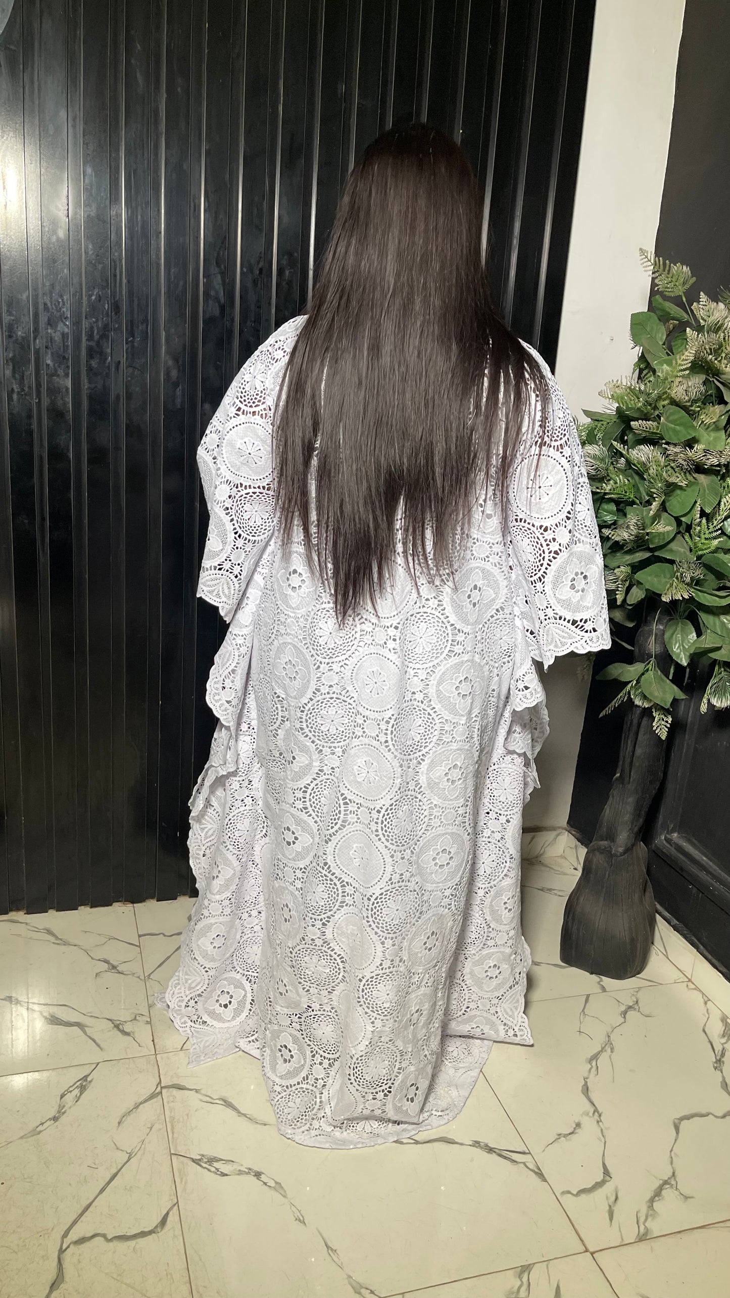Ample luxury white bubu lace dress