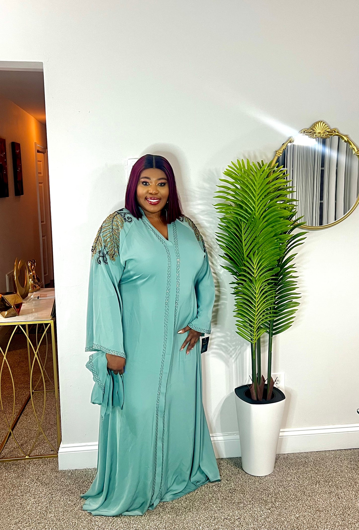 Fatima Luxury stoned Abaya for Women’s Long Sleeve Muslim Dress – Modest Loose Fit Abaya for Eid & Daily wear
