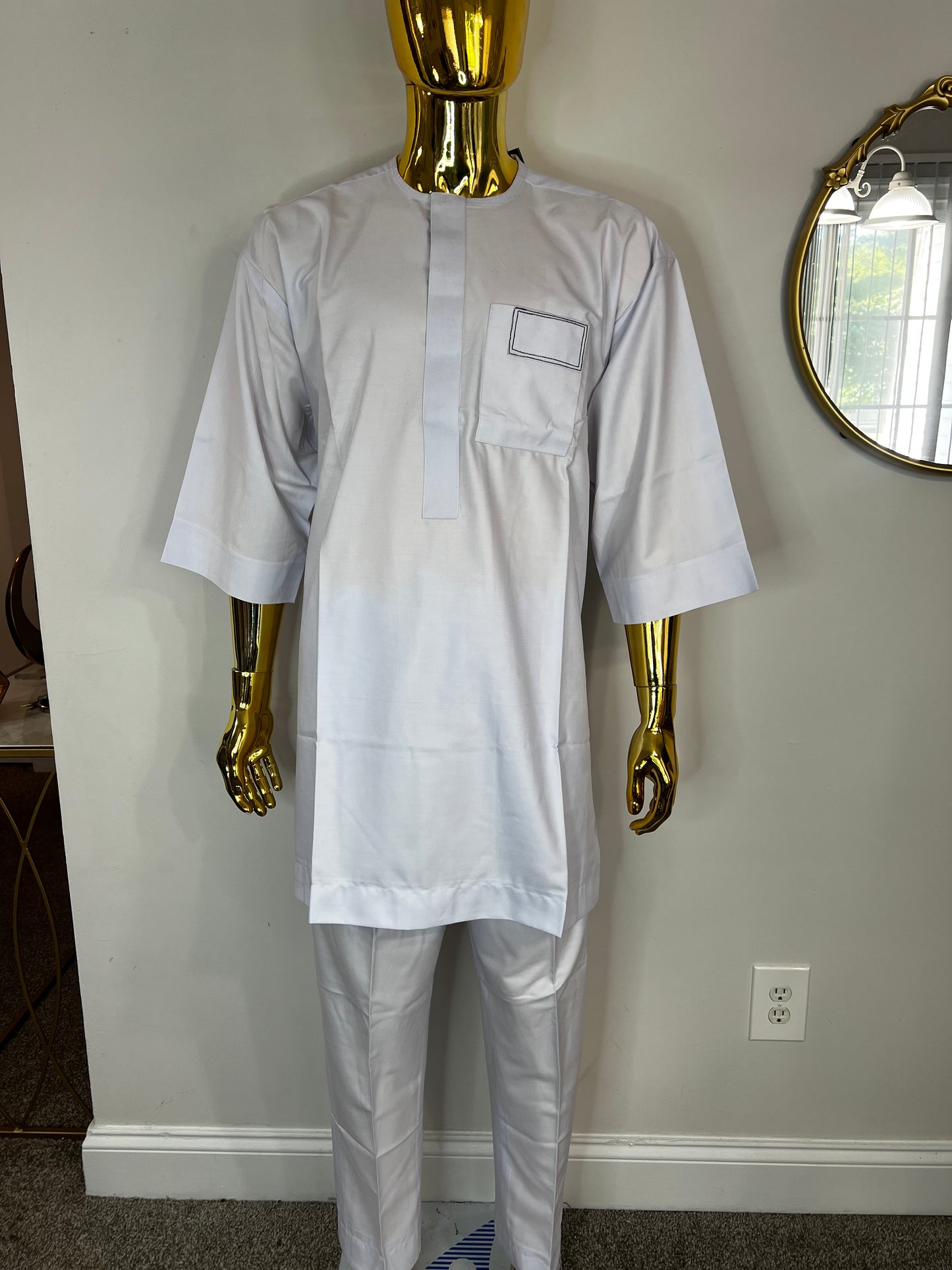 J&K African men 2pc (pant with shirt) outfit in white