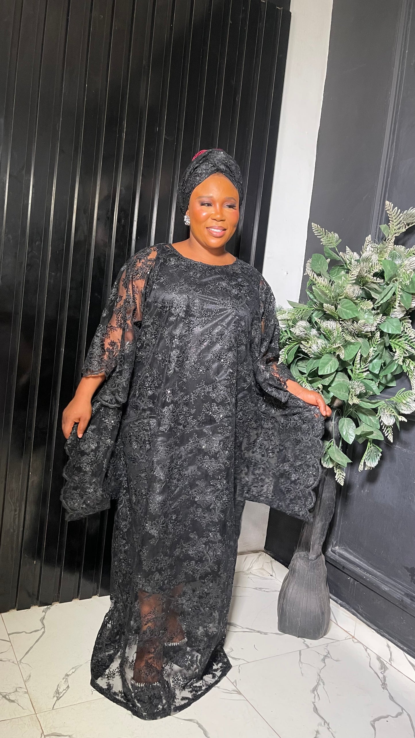 Quality African Lace bubu dress in black