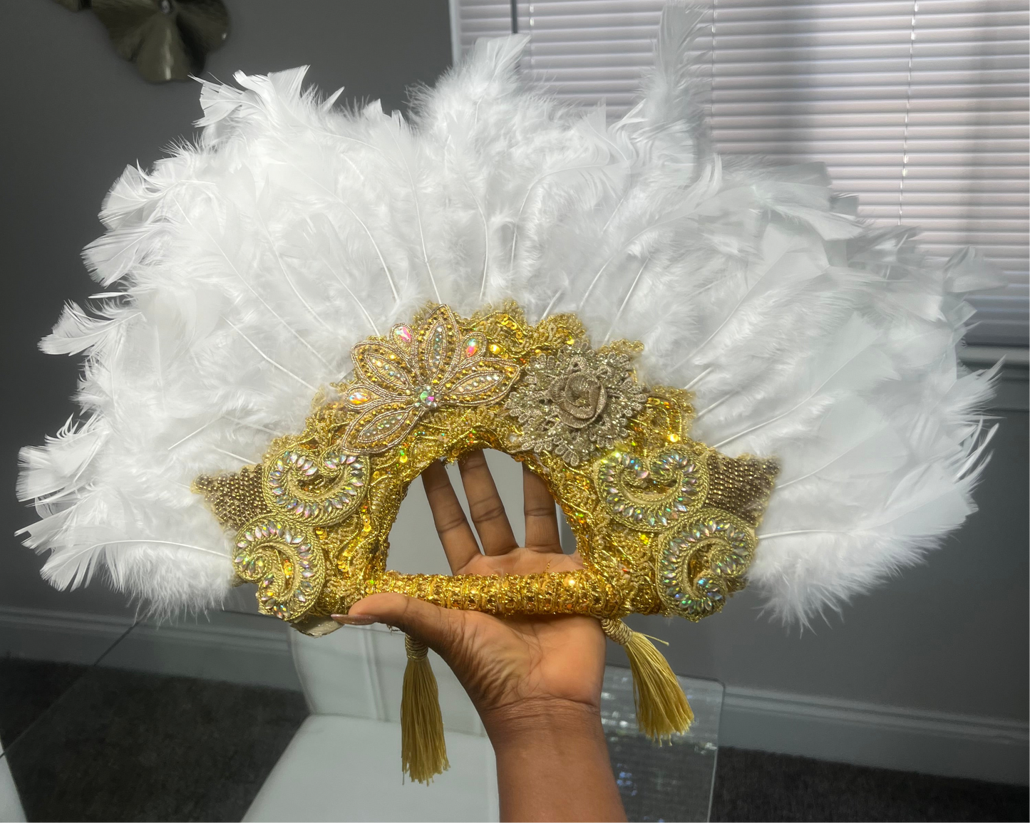 African fashion feathers handfan