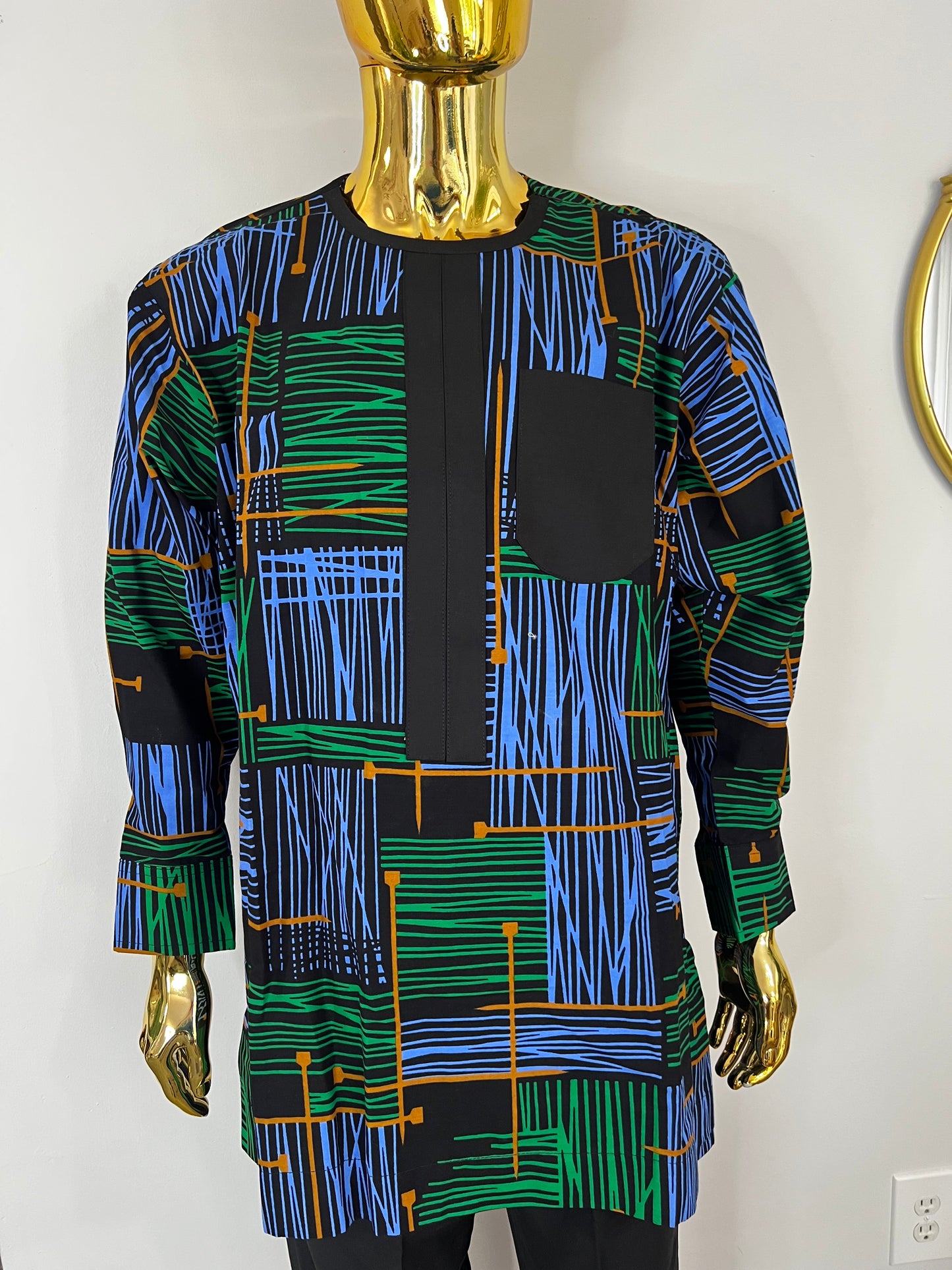 Kola Ankara African men’s shirt in long sleeve