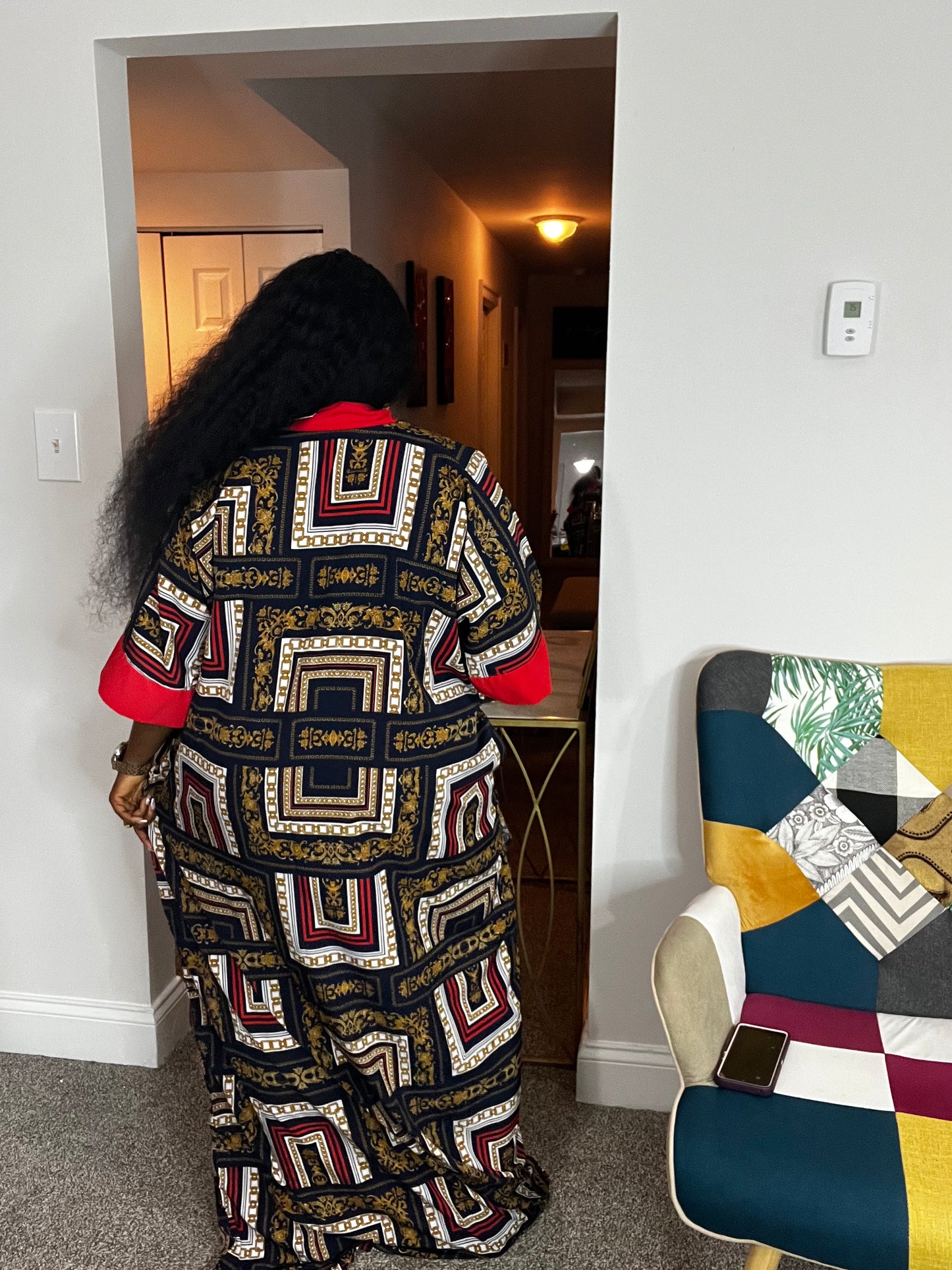 Crepe kaftan dress with two side pockets