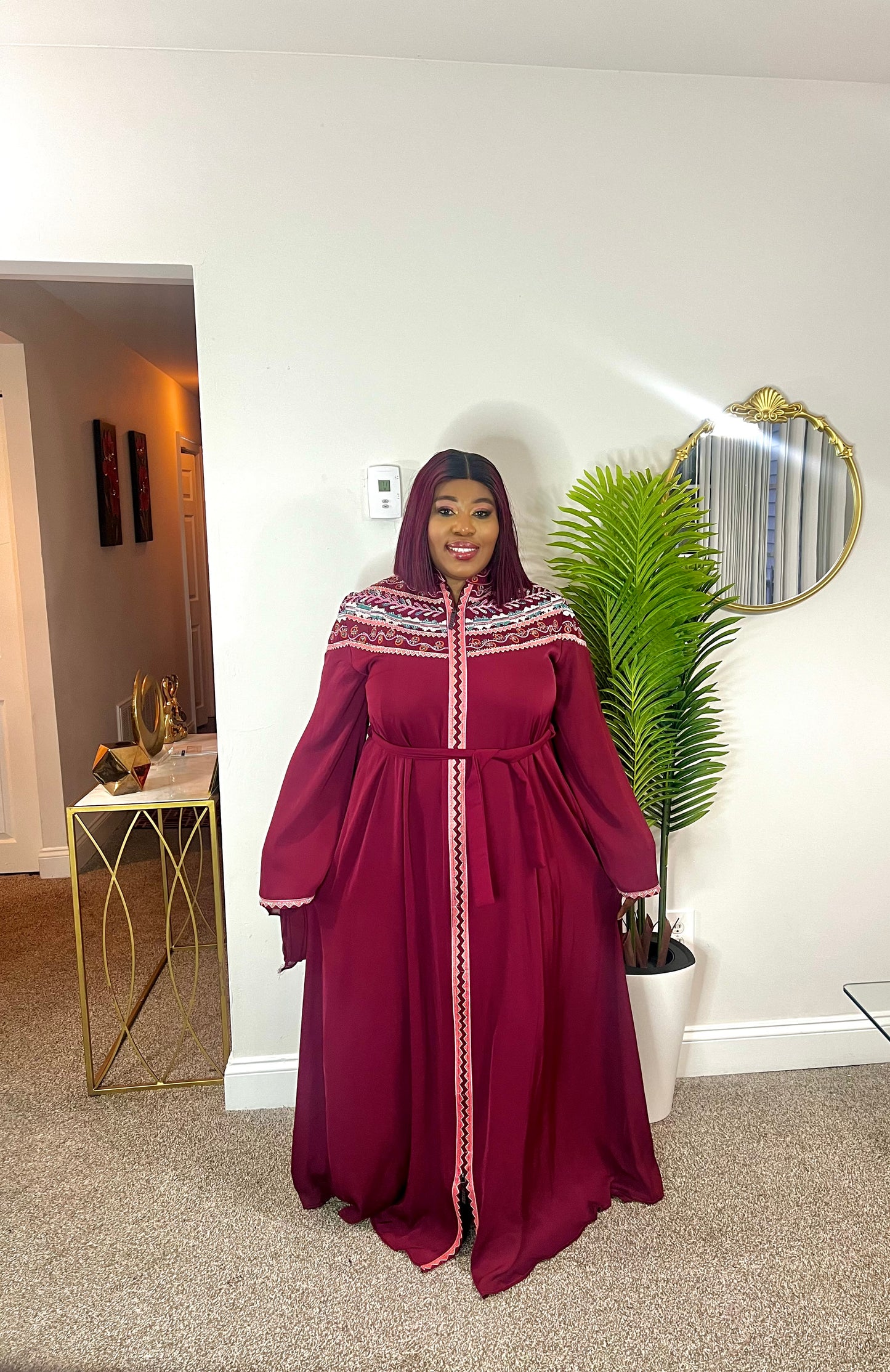 Khadijat Luxury stoned Abaya for Women’s Long Sleeve Muslim Dress – Modest Loose Fit Abaya for Eid & Daily wear