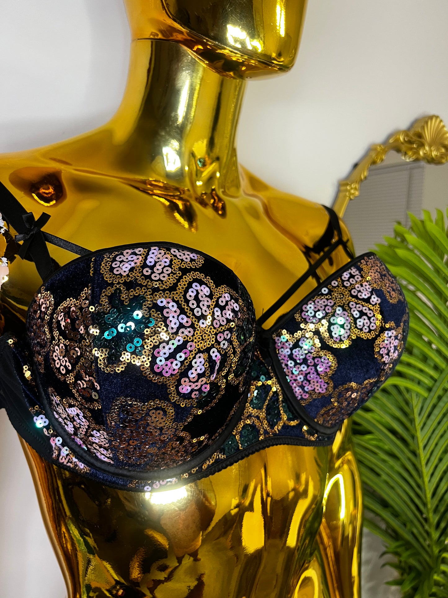 Sequins Double padded push up bra