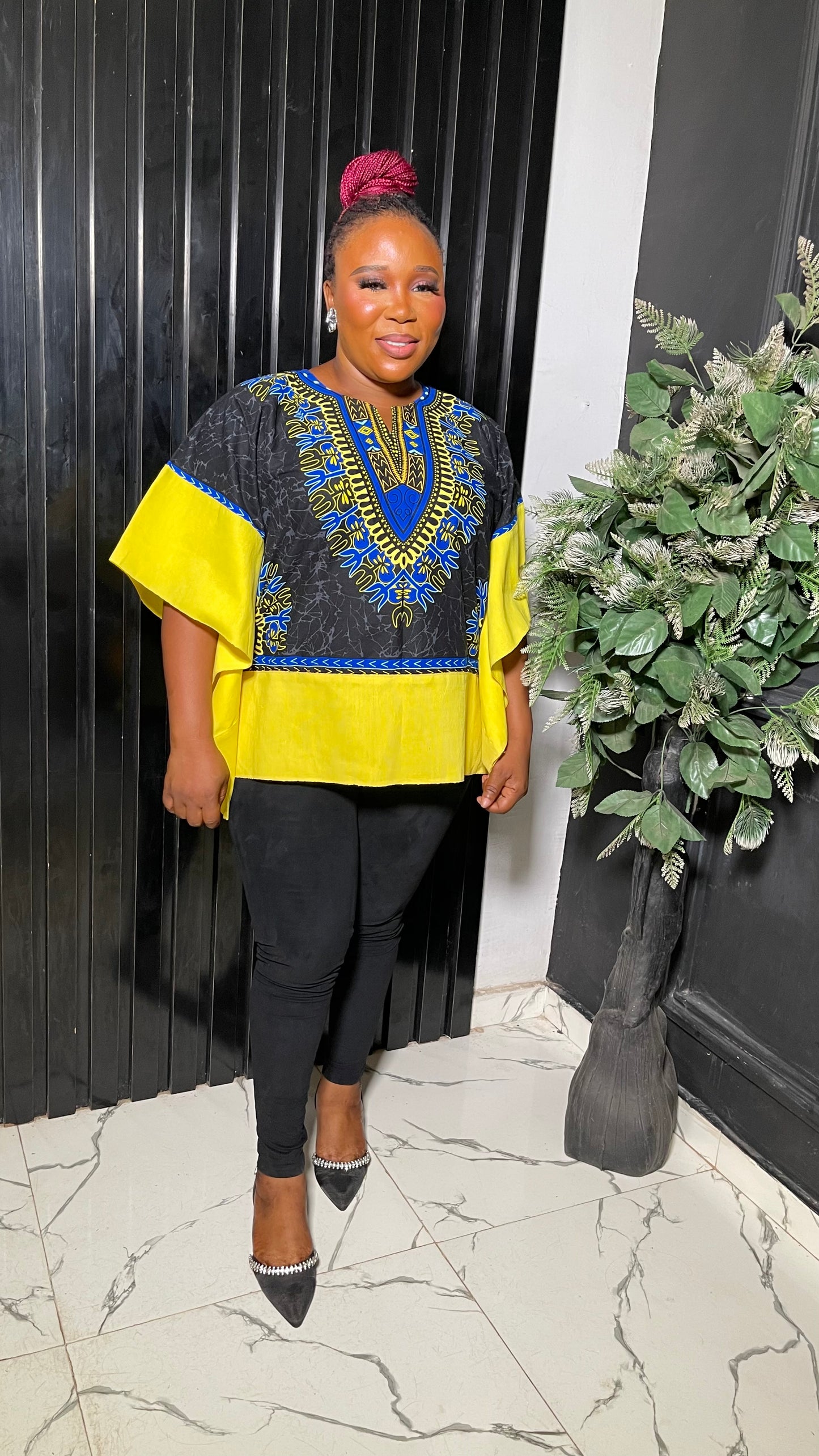 Danshiki tie-dye and aso oke free size blouse