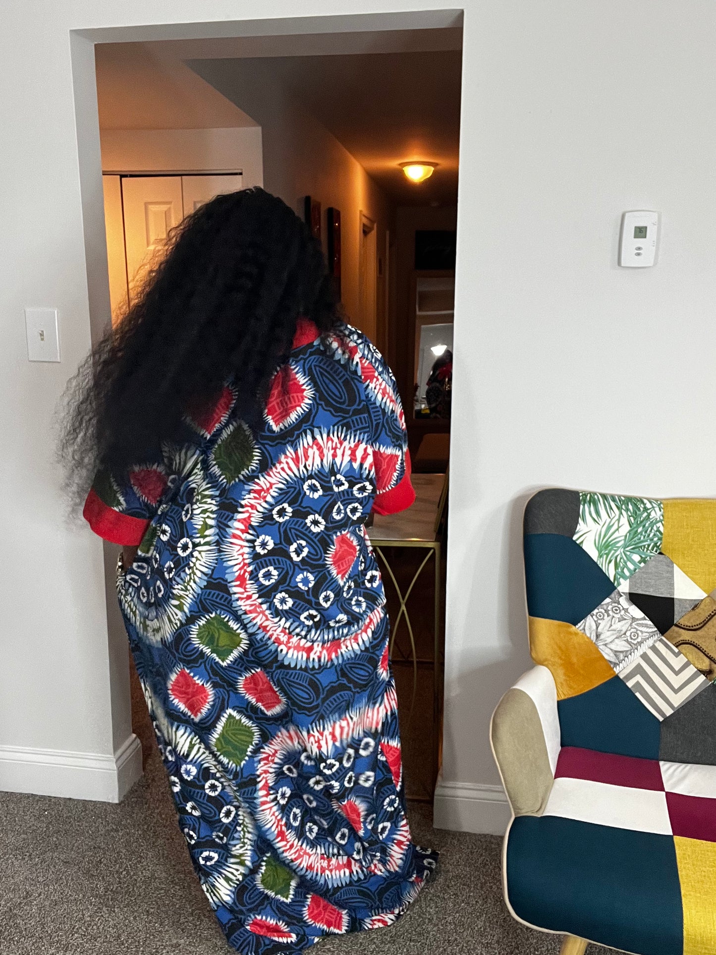Crepe kaftan dress with side pockets