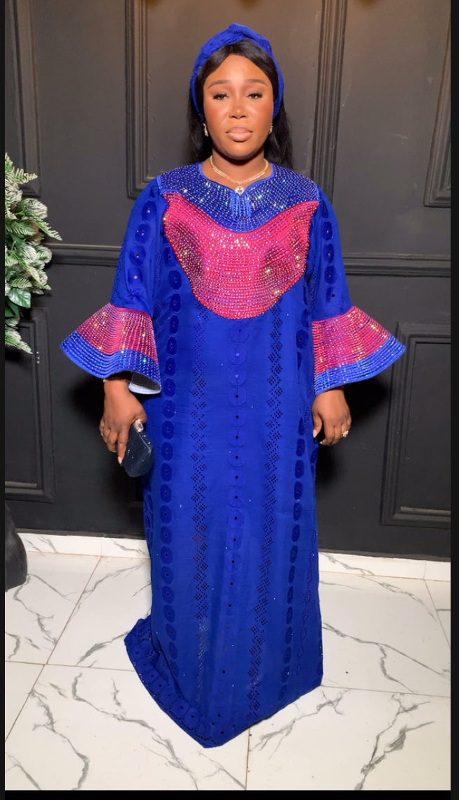 Teni Luxury African embroidery and embellished Lace bubu dress