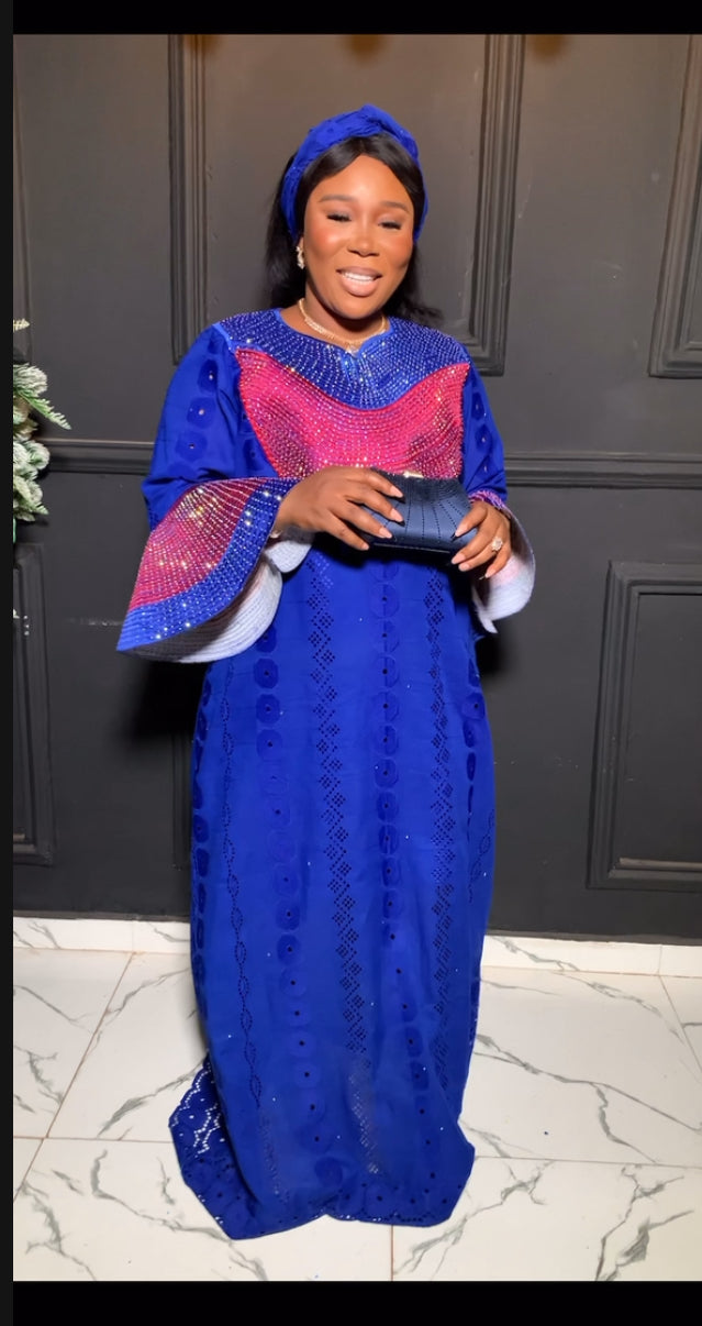 Teni Luxury African embroidery and embellished Lace bubu dress