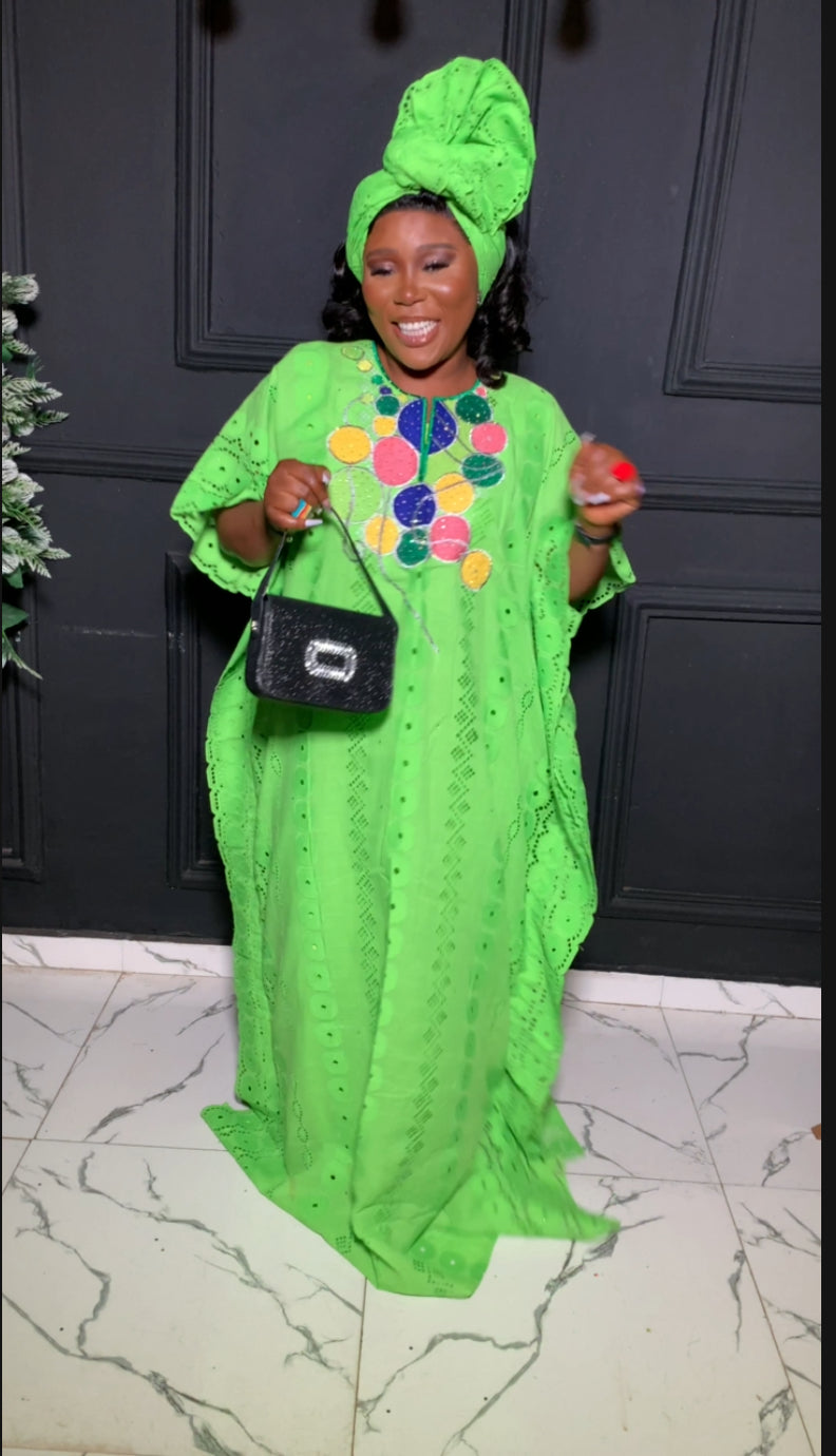 Teju African embroidery and embellished Lace bubu dress