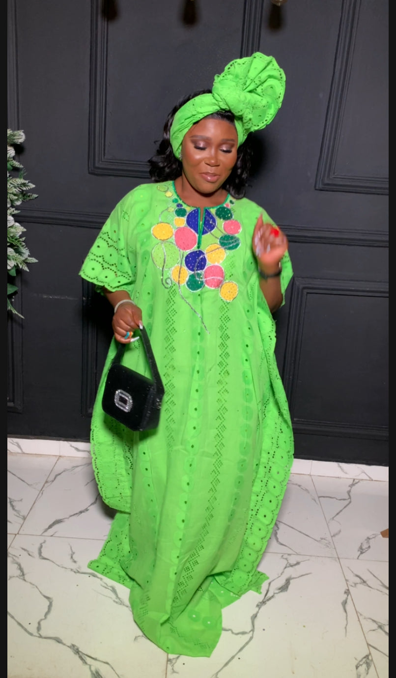 Teju African embroidery and embellished Lace bubu dress