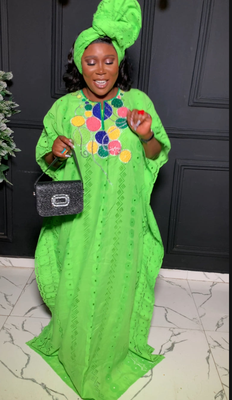 Teju African embroidery and embellished Lace bubu dress