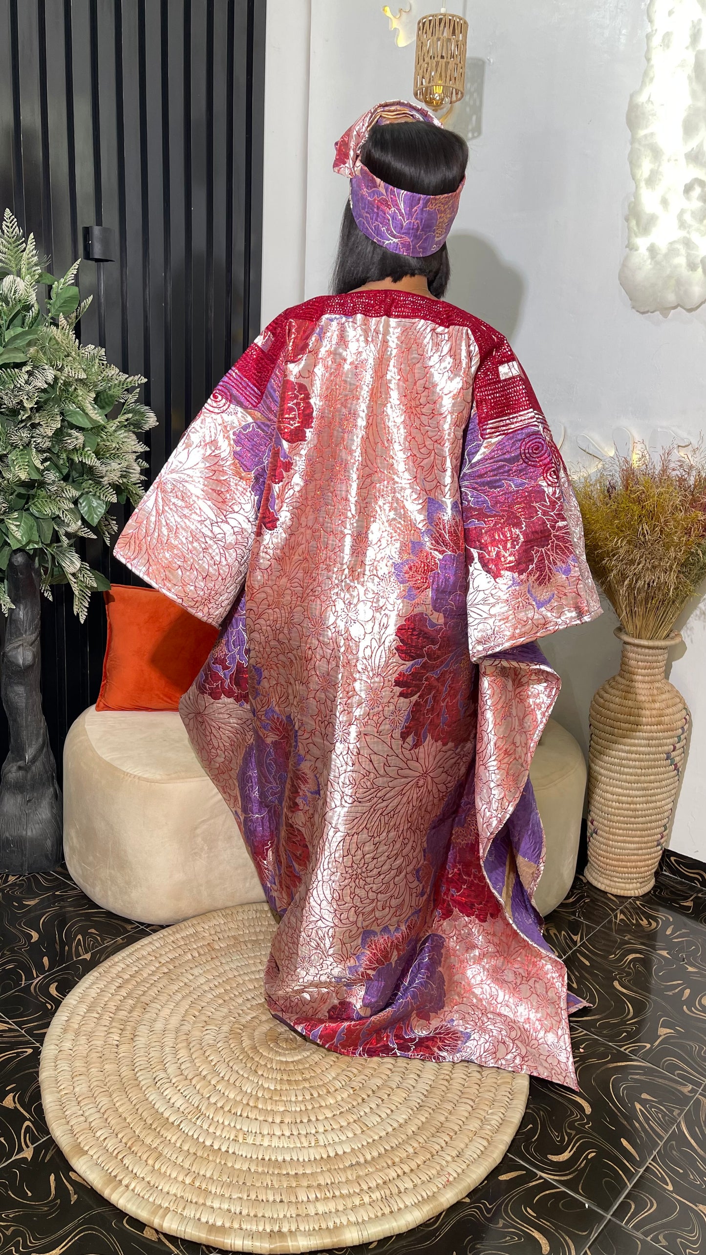 Morire Luxury Damask bubu dress with embroidery