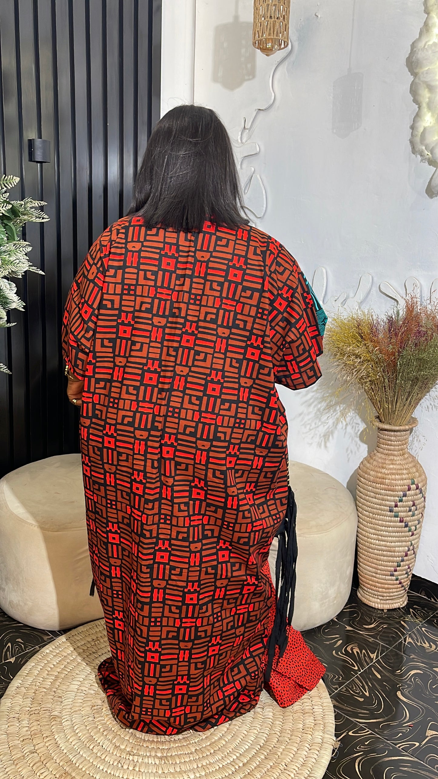 Bunmii stylish Ankara maxi bubu dress with aso oke
