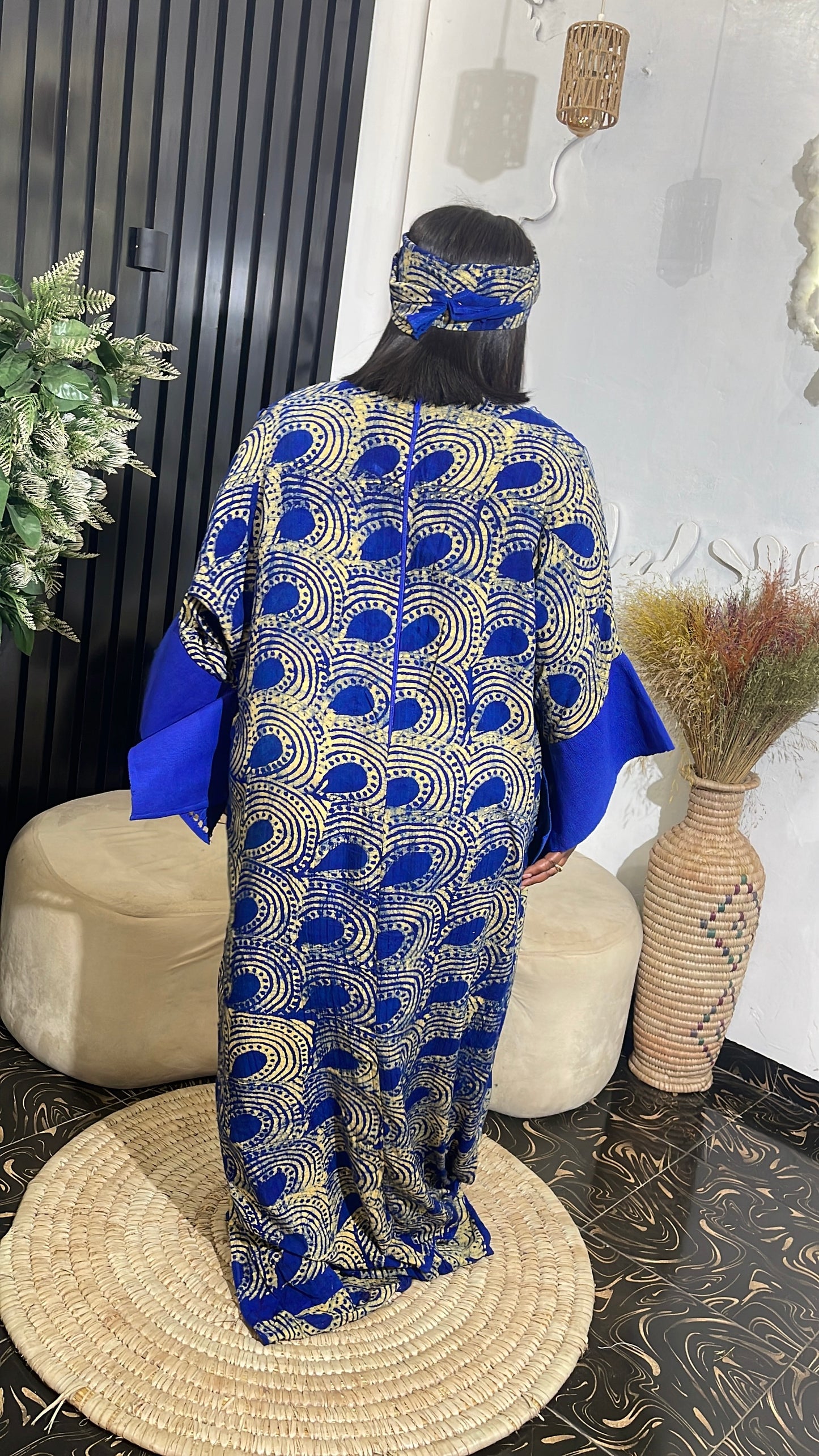 Temilade Elegant Ankara Bubu kaftan dress with Aso oke