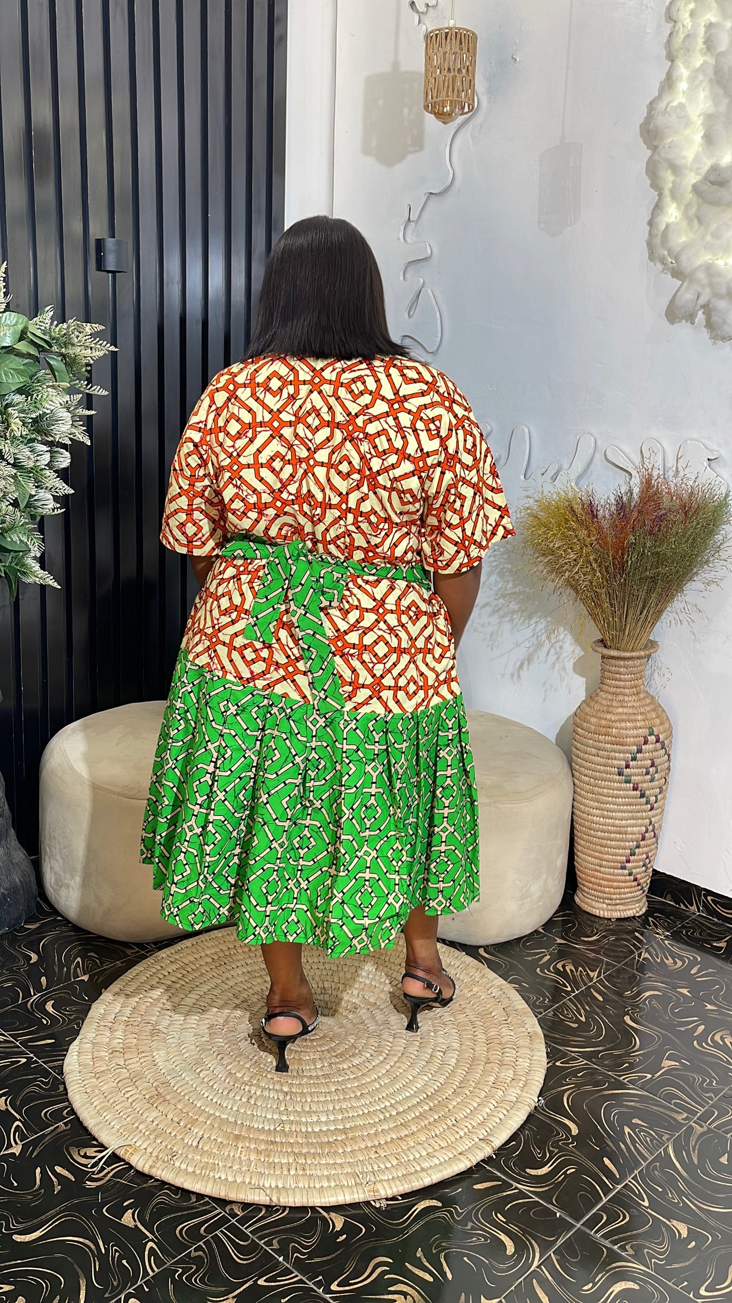 Kemi free size Stylish Short Ankara Dress with belt