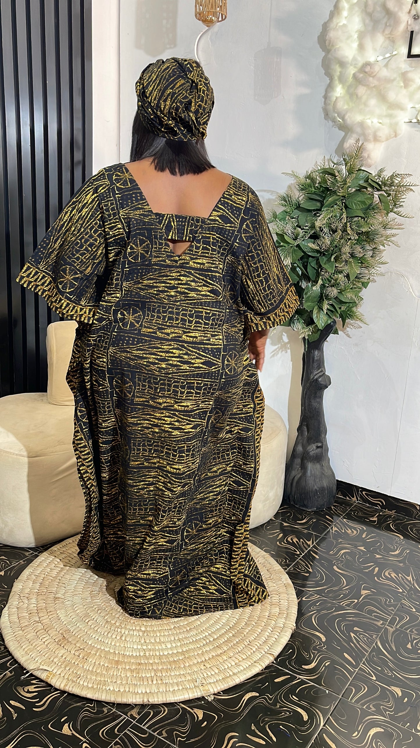 Aduni Elegant Ankara Bubu kaftan dress with fringes