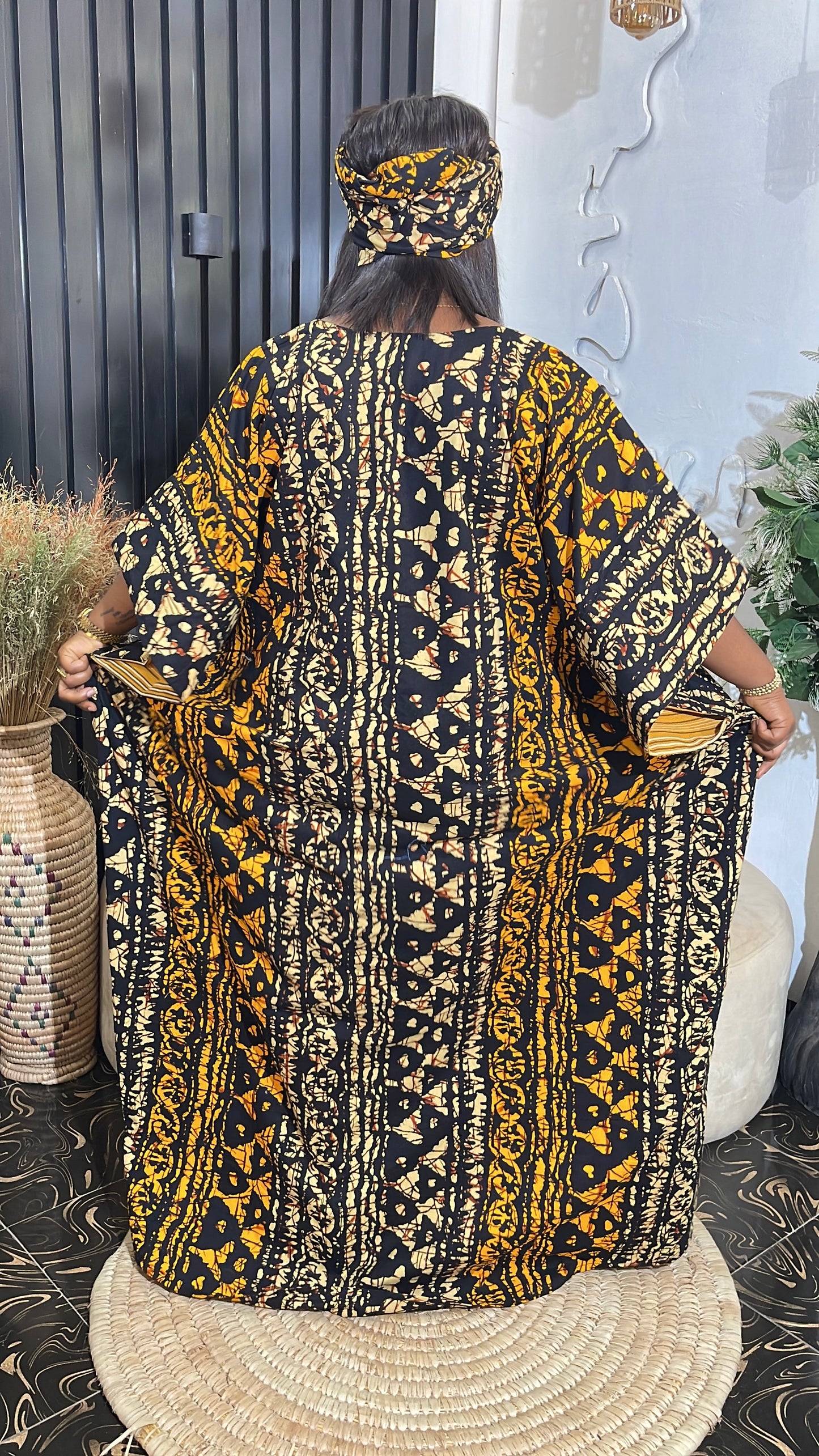 Anike Elegant Ankara Bubu kaftan dress with Aso oke