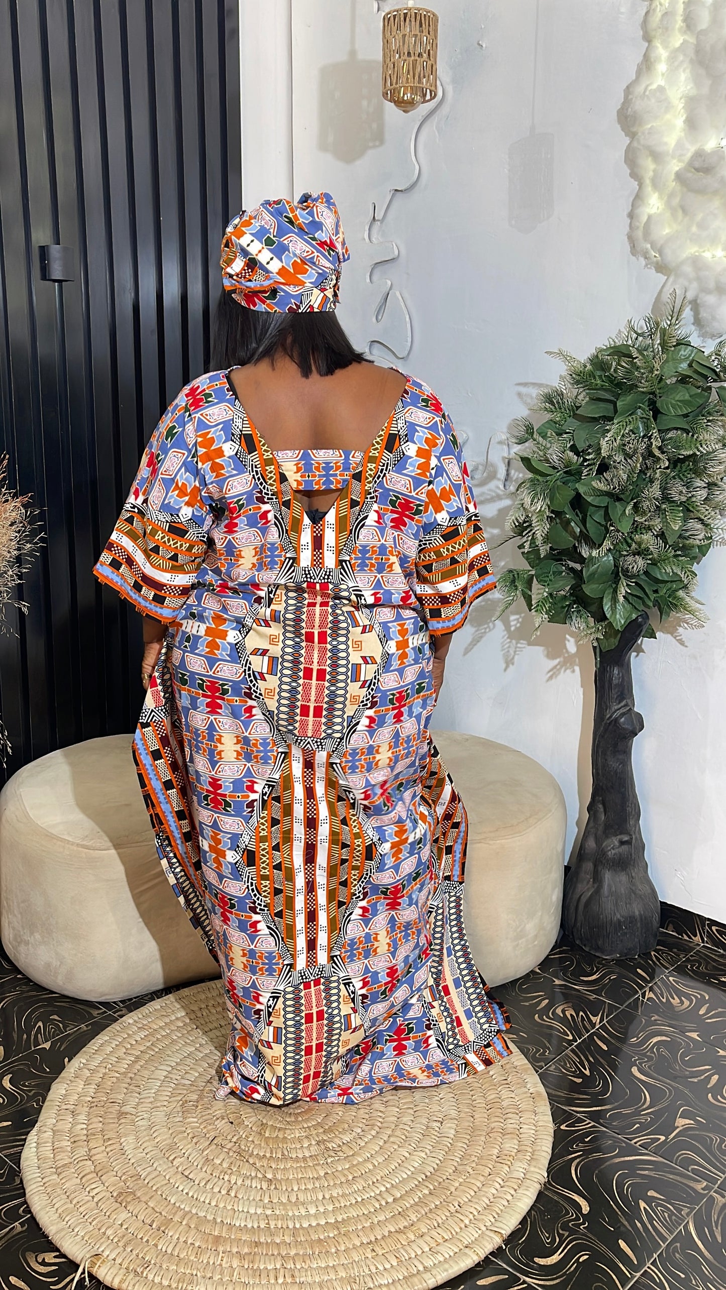 Adun Elegant Ankara Bubu kaftan dress with fringes