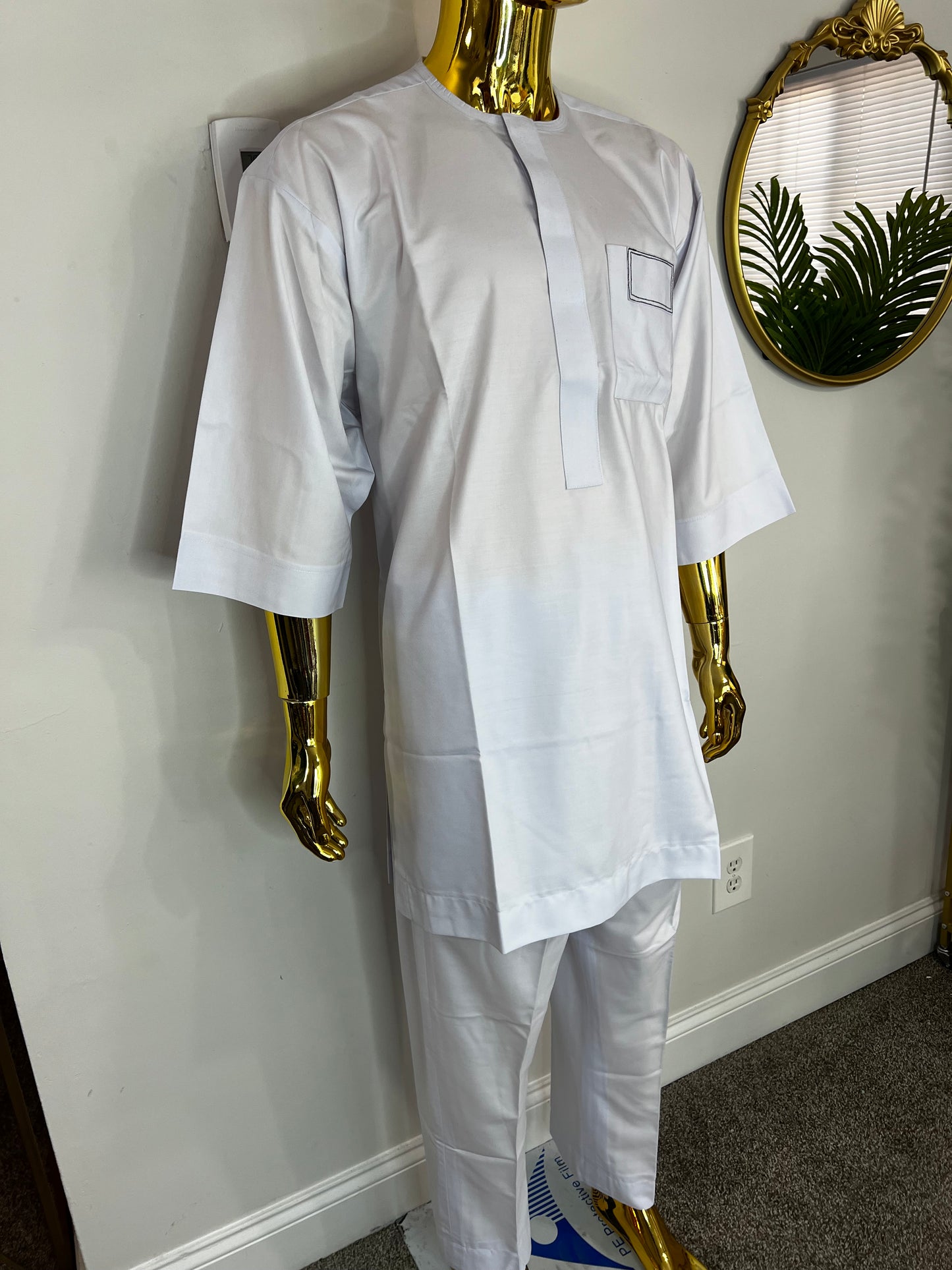 J&K African men 2pc (pant with shirt) outfit in white