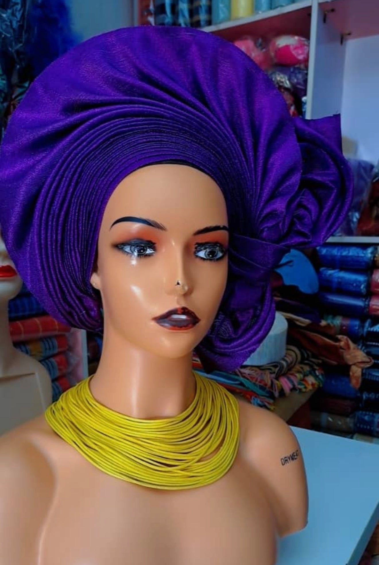 Pre-made purple Aso oke Headtie / Auto gele