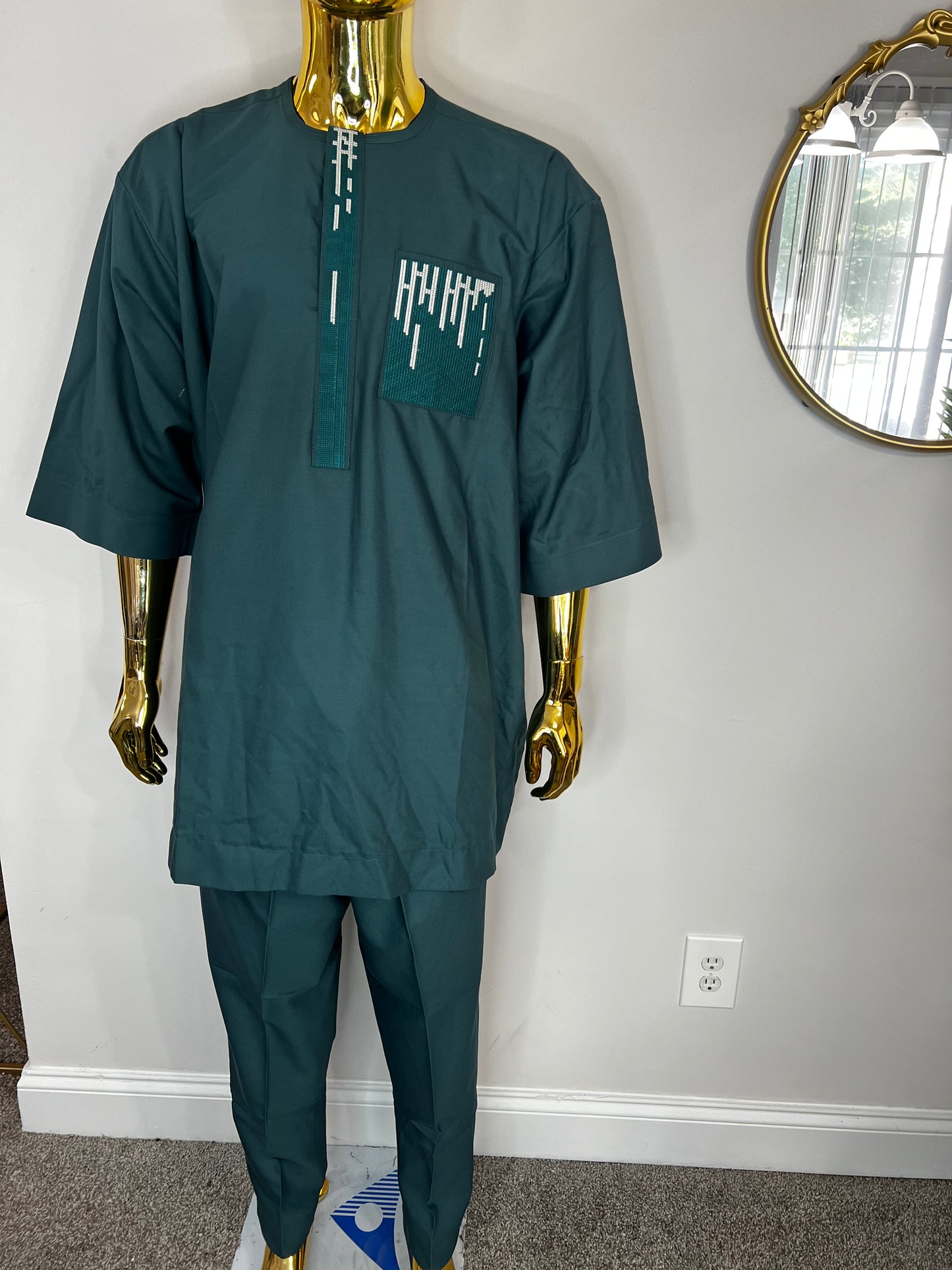 Ola African men 2pc (pant with shirt) outfit with embroidery