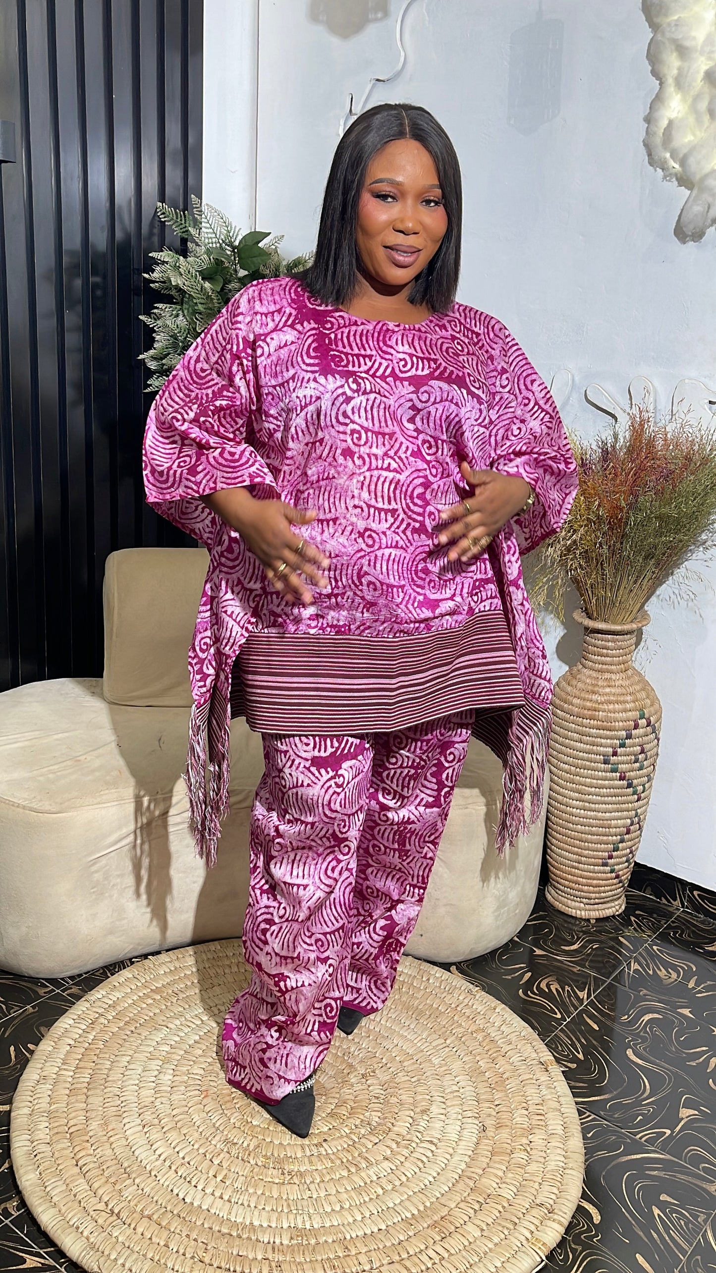 Morayo Tie-dye with aso oke Top & Pant
