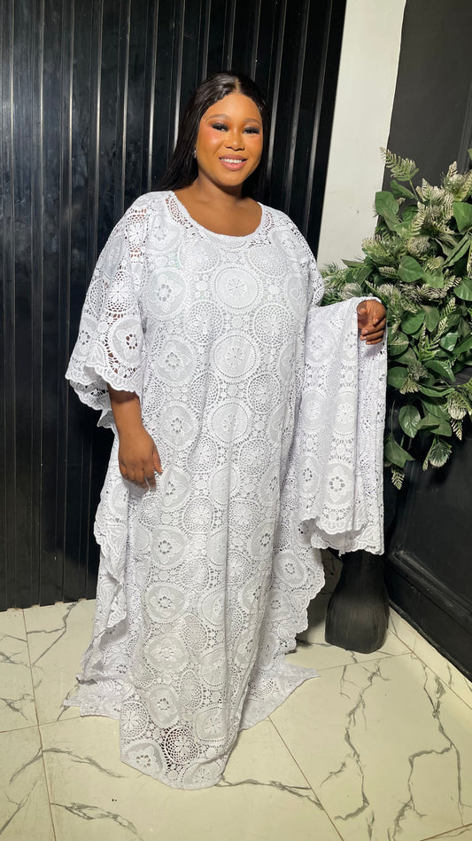 Ample luxury white bubu lace dress