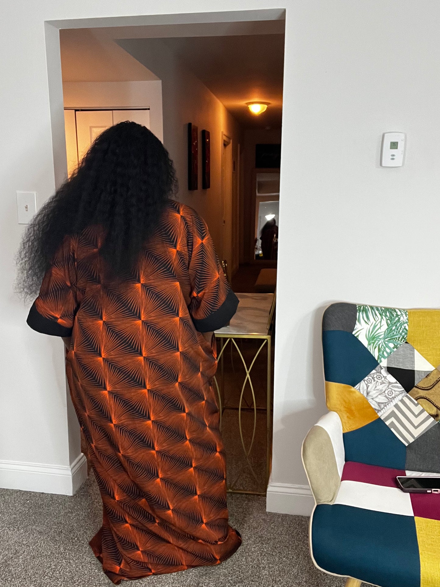 Crepe kaftan dress with two side pockets