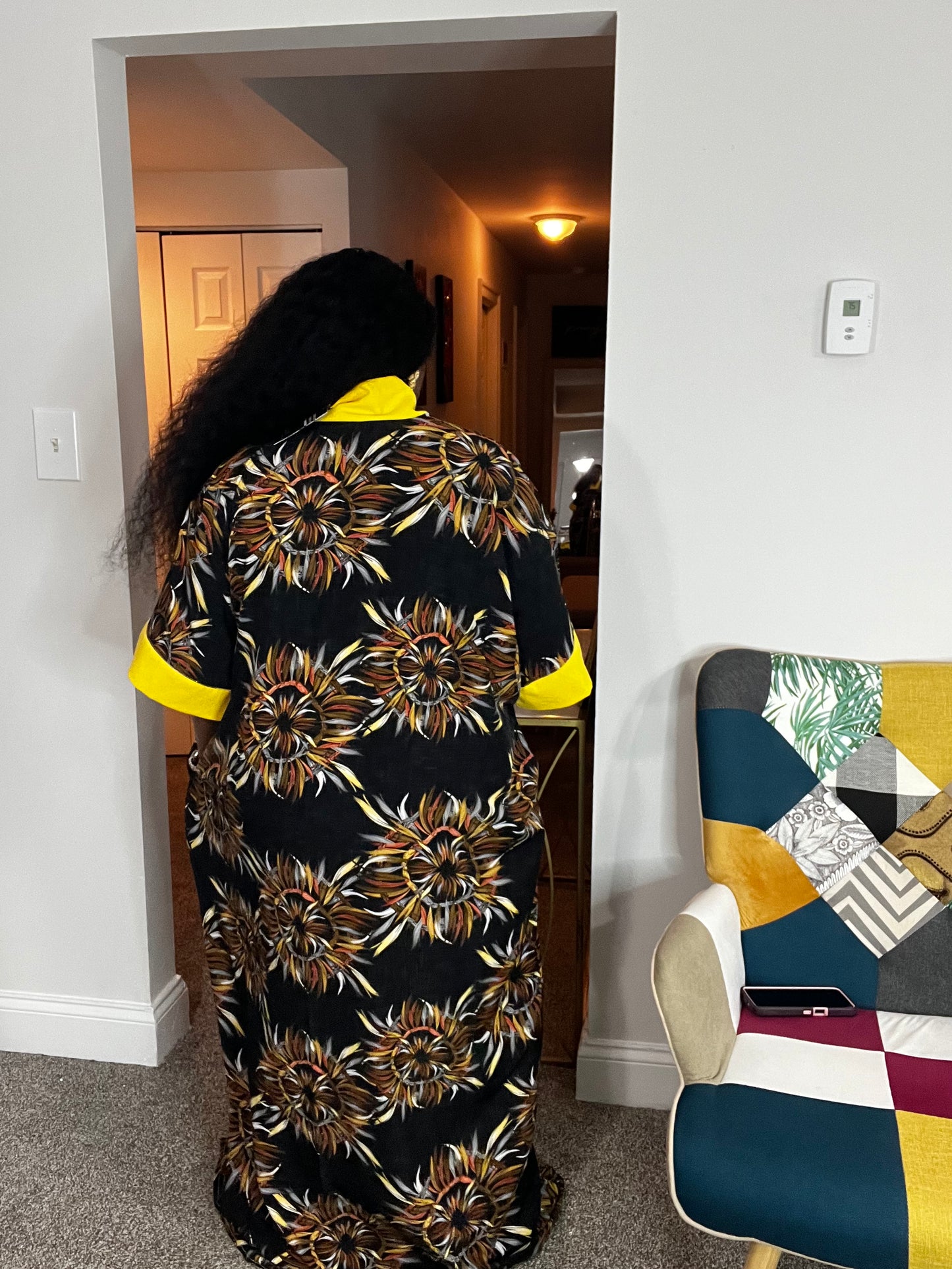 Crepe kaftan dress with two side pockets