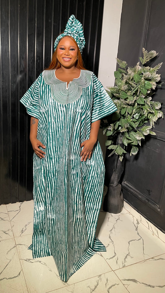 Quality tie-dye bubu dress with embroidery