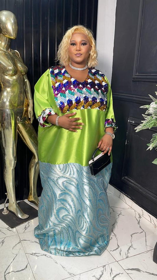 Emilia Micado with Damask and sequins bubu dress