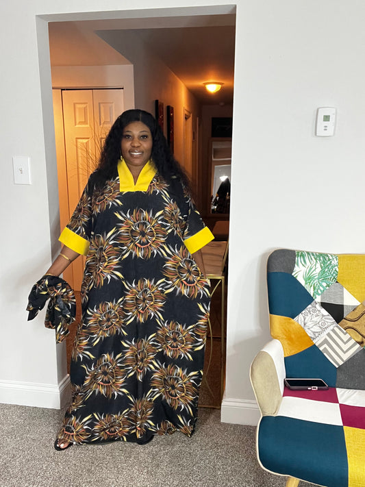 Crepe kaftan dress with two side pockets