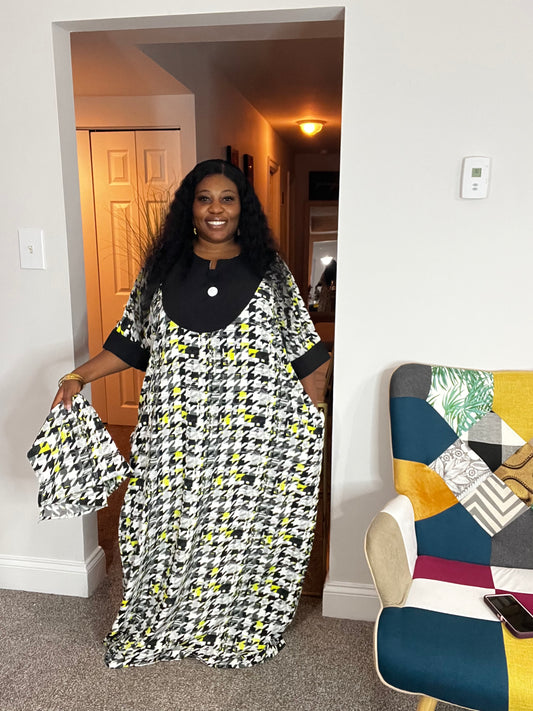 Crepe kaftan dress with side pockets