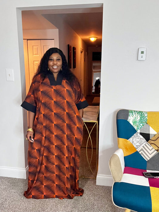 Crepe kaftan dress with two side pockets