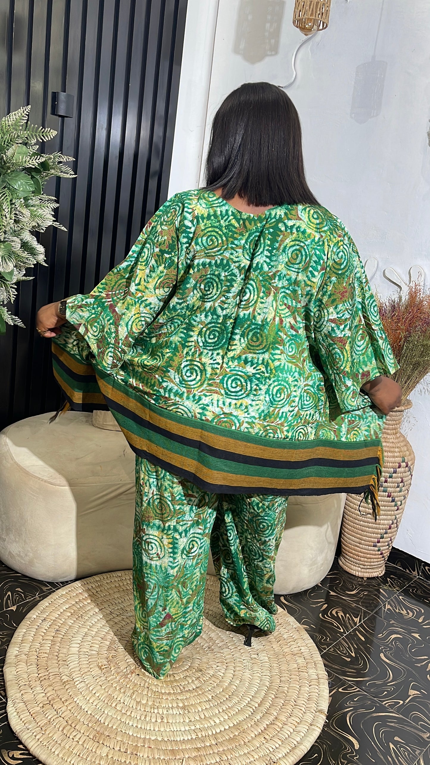 Morayo Tie-dye with aso oke Top & Pant