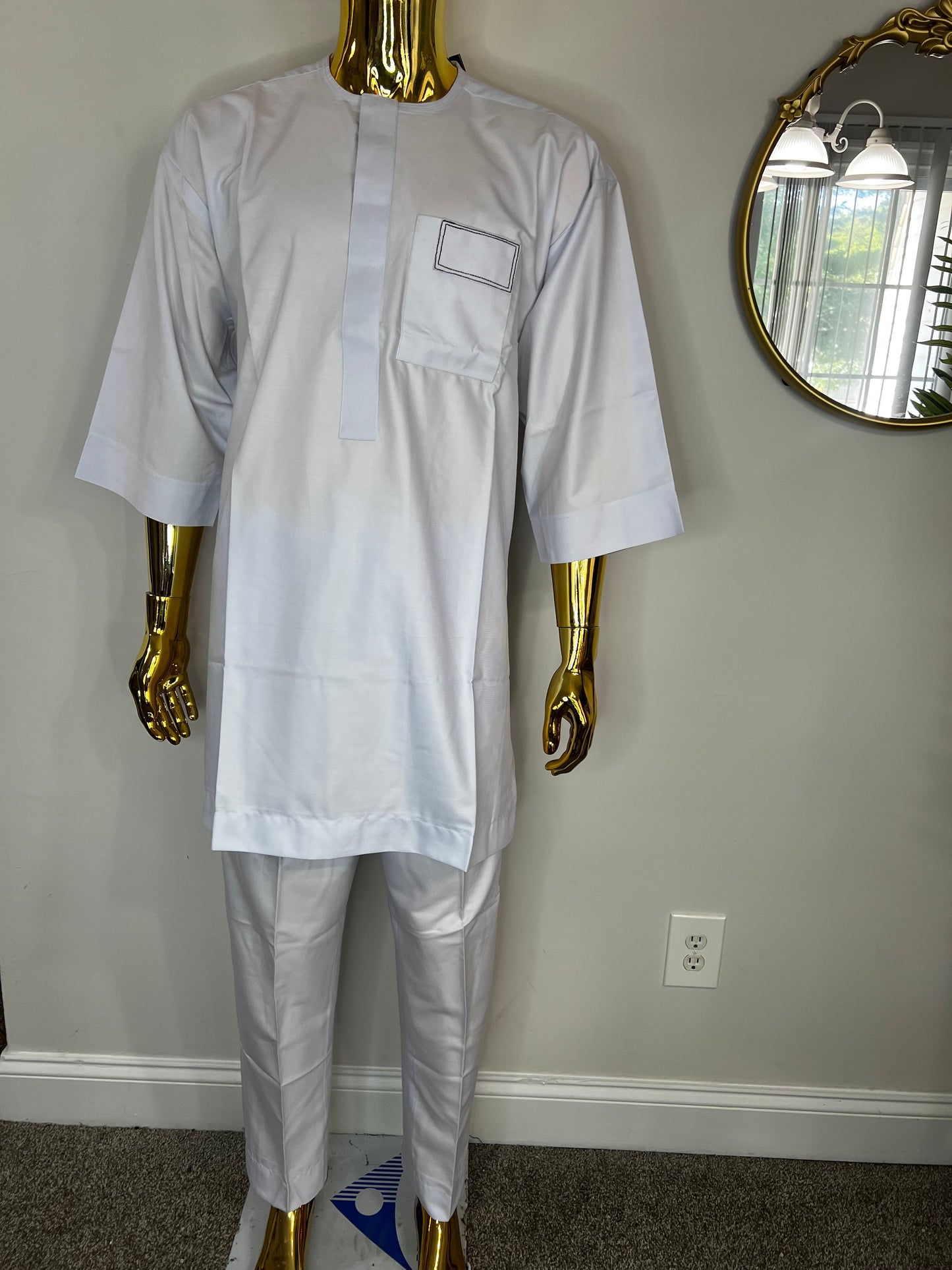 J&K African men 2pc (pant with shirt) outfit in white