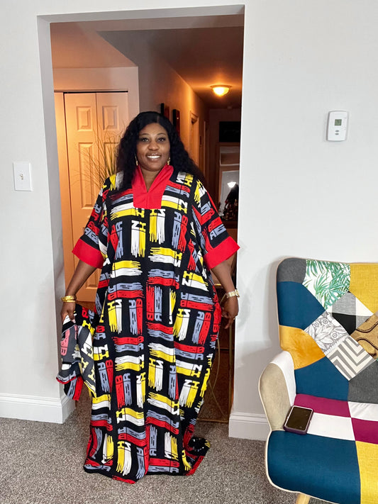 Crepe kaftan dress with two side pockets