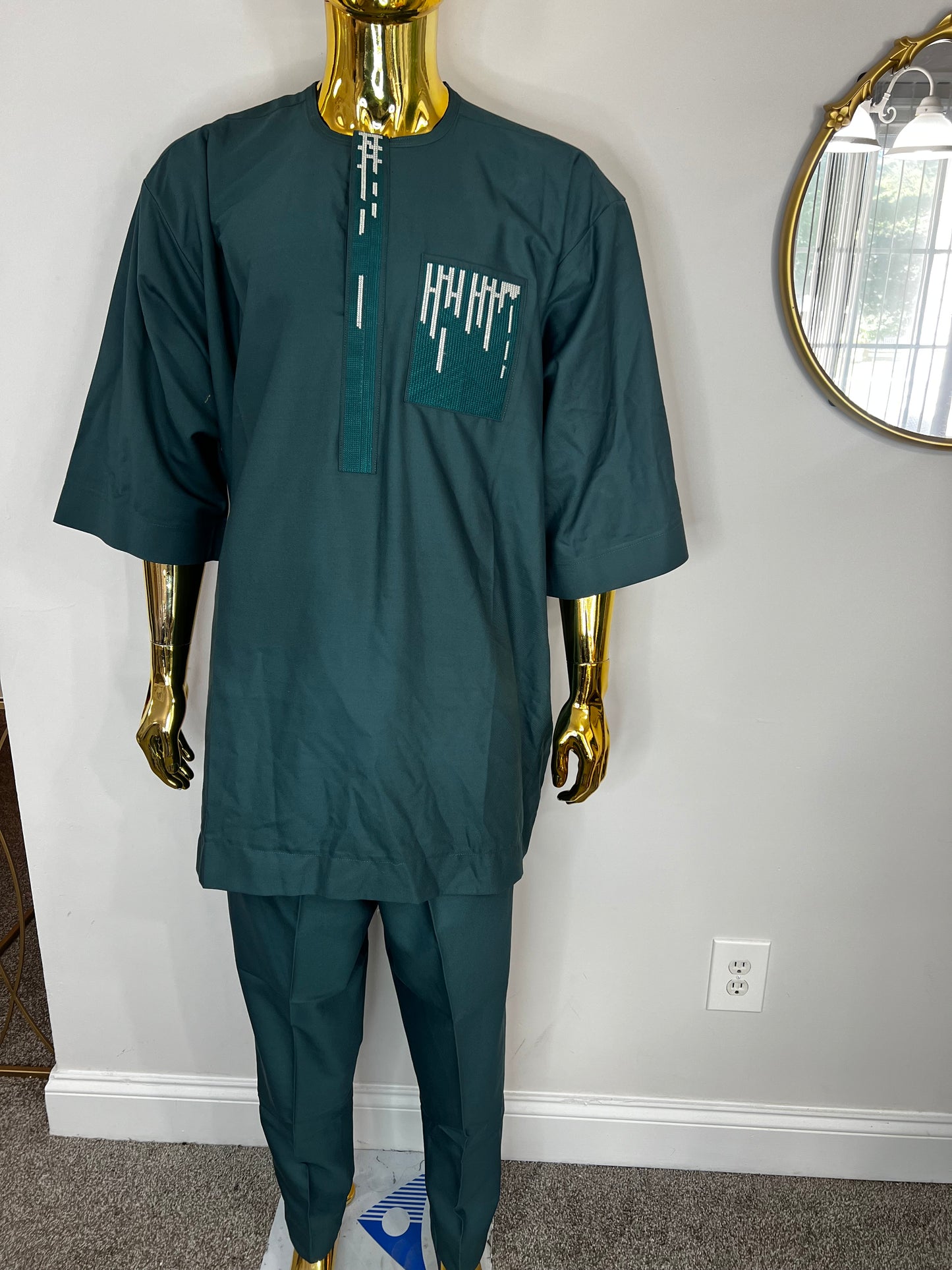 Ola African men 2pc (pant with shirt) outfit with embroidery