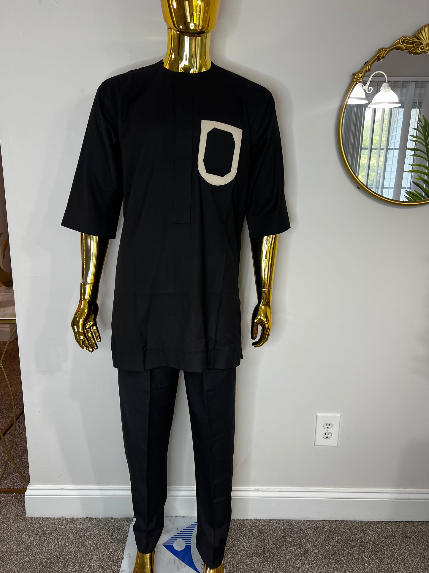Collins African men 2pc (pant with shirt) outfit in black