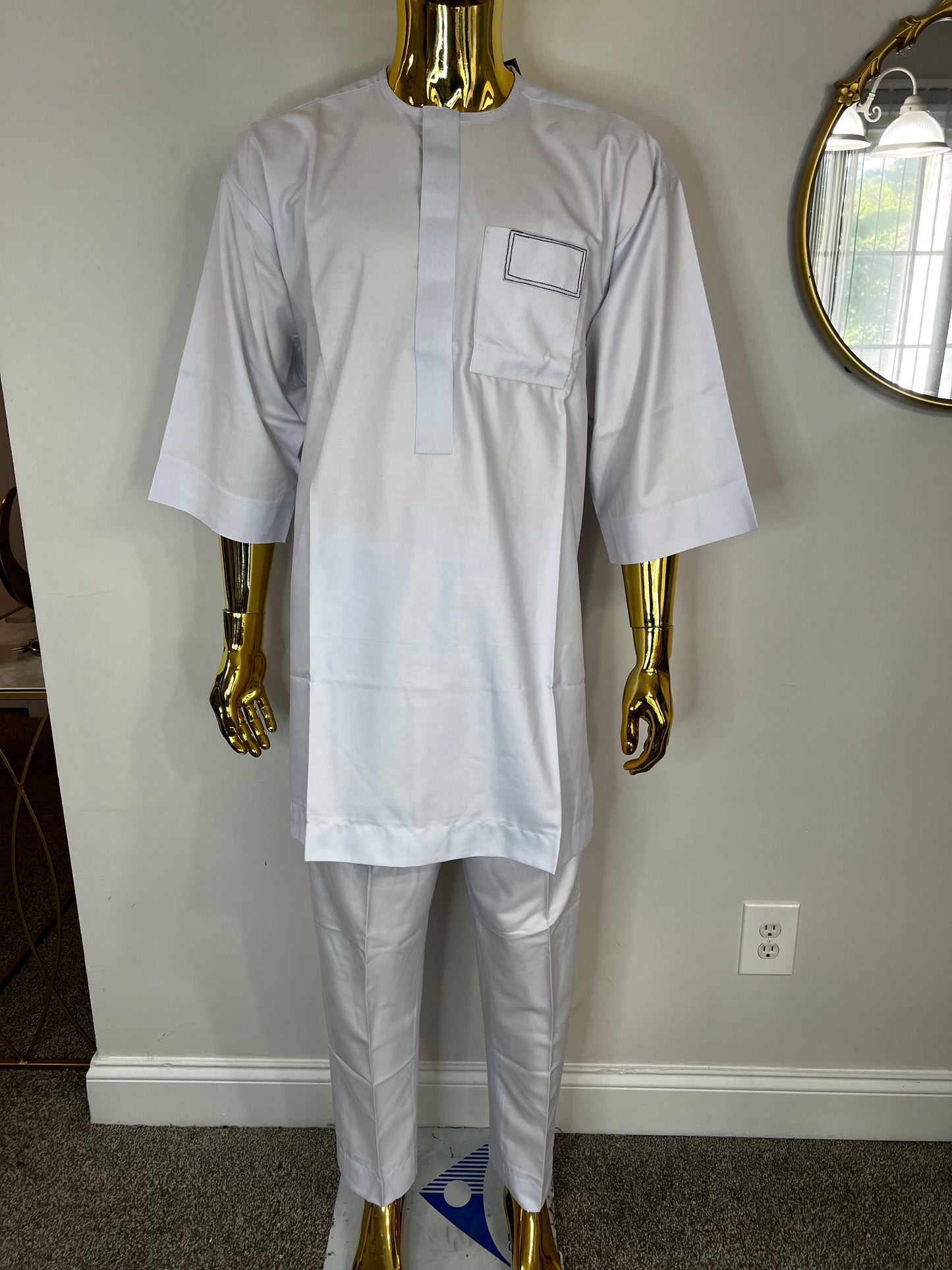 J&K African men 2pc (pant with shirt) outfit in white